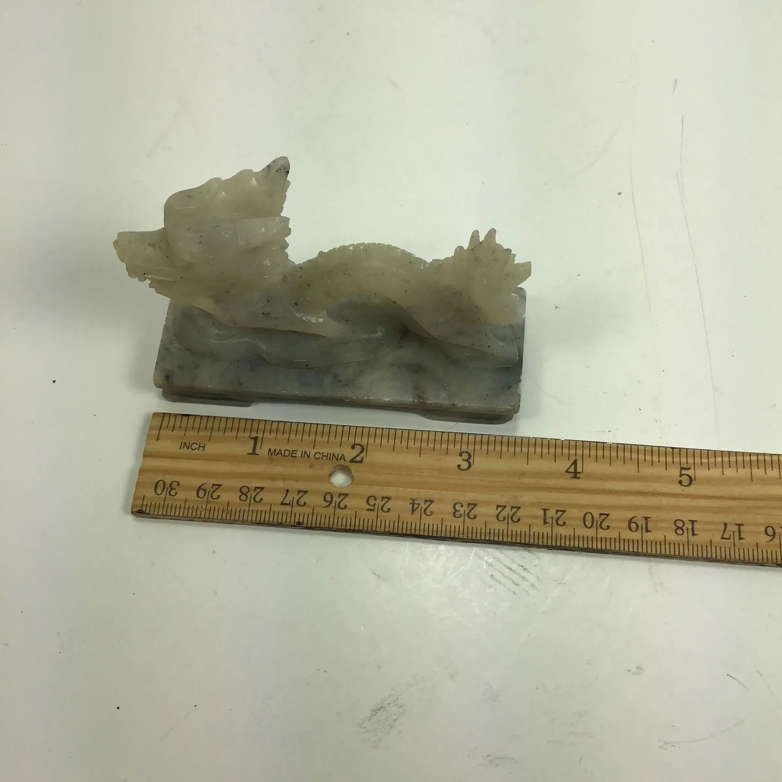 Dragon Mini Asian Green Jade Color Soapstone Dragon Vintage Miniature Gray Carved Soapstone Dragon F - 6