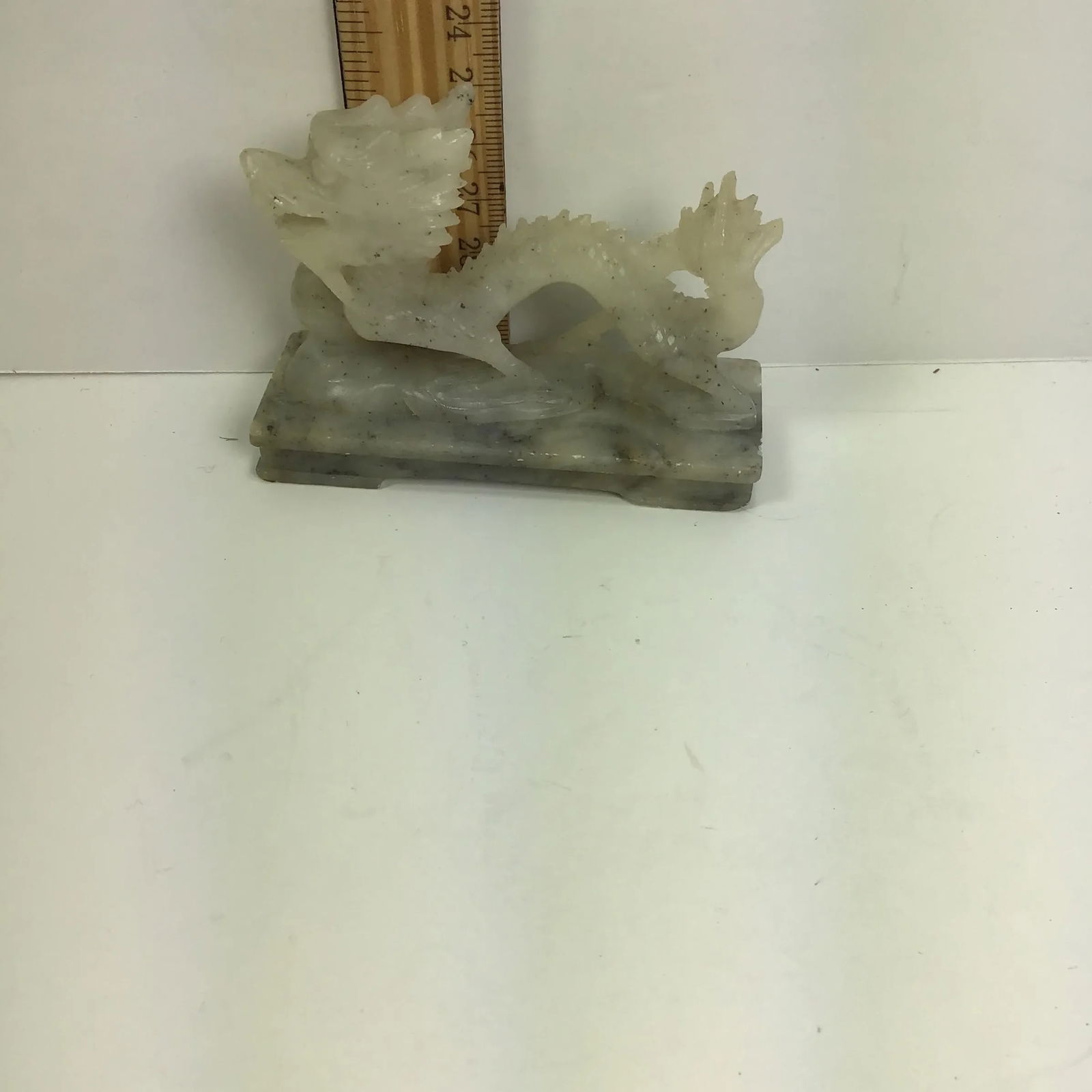 Dragon Mini Asian Green Jade Color Soapstone Dragon Vintage Miniature Gray Carved Soapstone Dragon F - 8