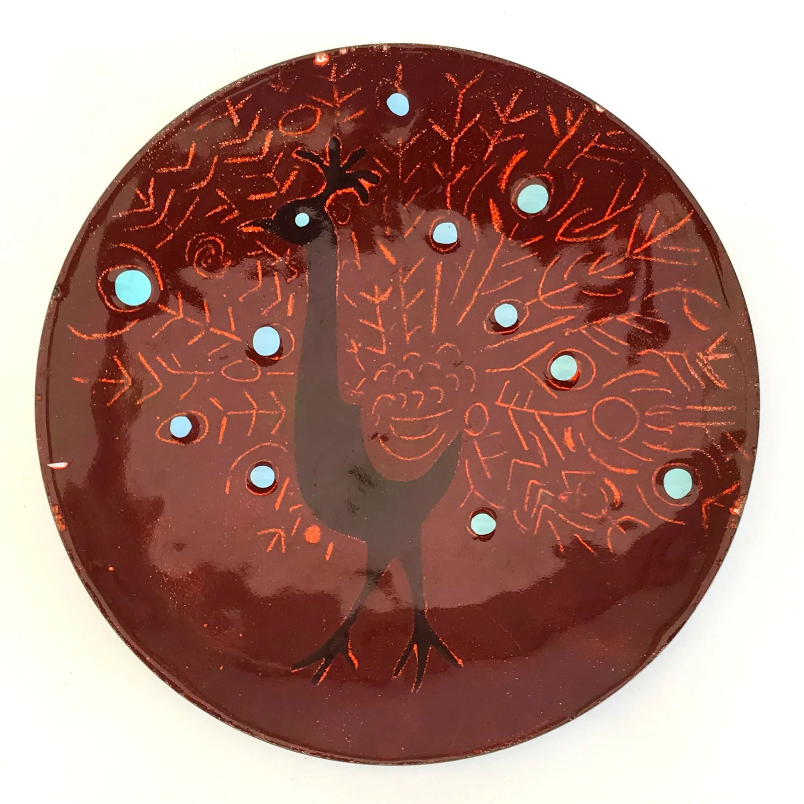 Vintage Enamel on Copper Peacock Dish / Catchall - 6