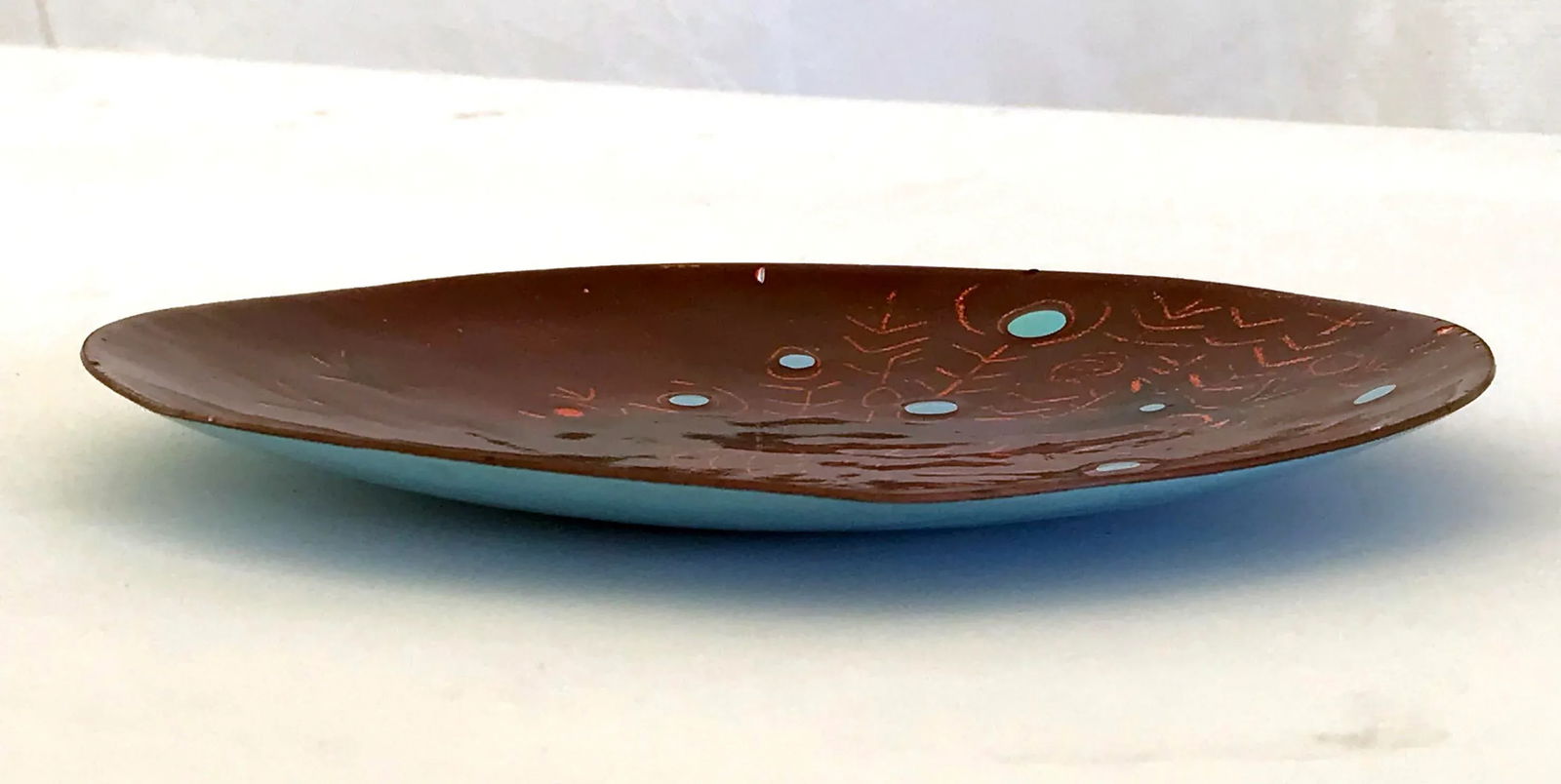 Vintage Enamel on Copper Peacock Dish / Catchall - 8