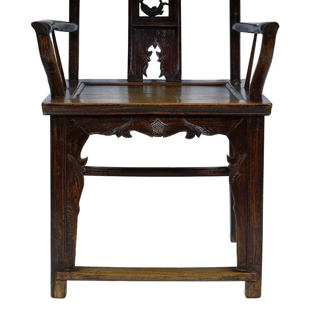 Antique Chinese Qing Dynasty Style Official's Hat Armchairs - Set of 2 - 5