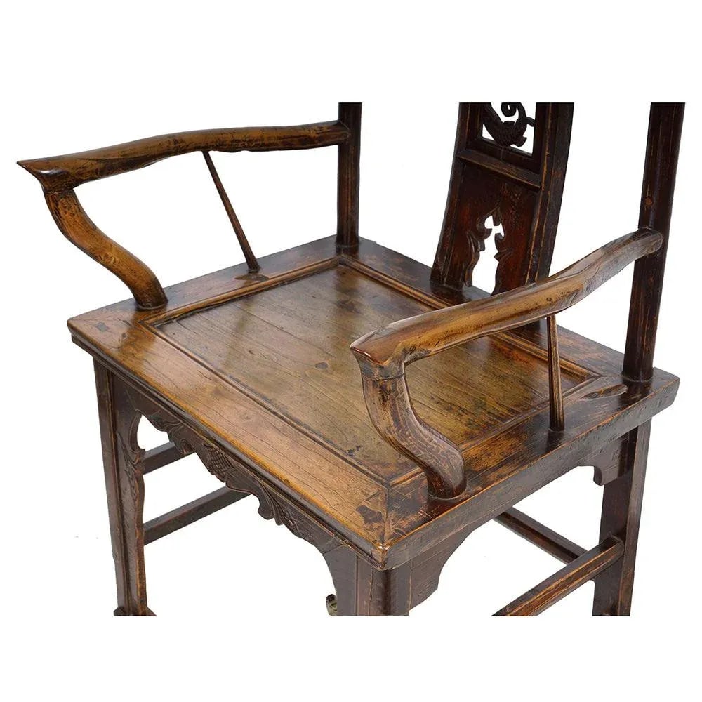 Antique Chinese Qing Dynasty Style Official's Hat Armchairs - Set of 2 - 8