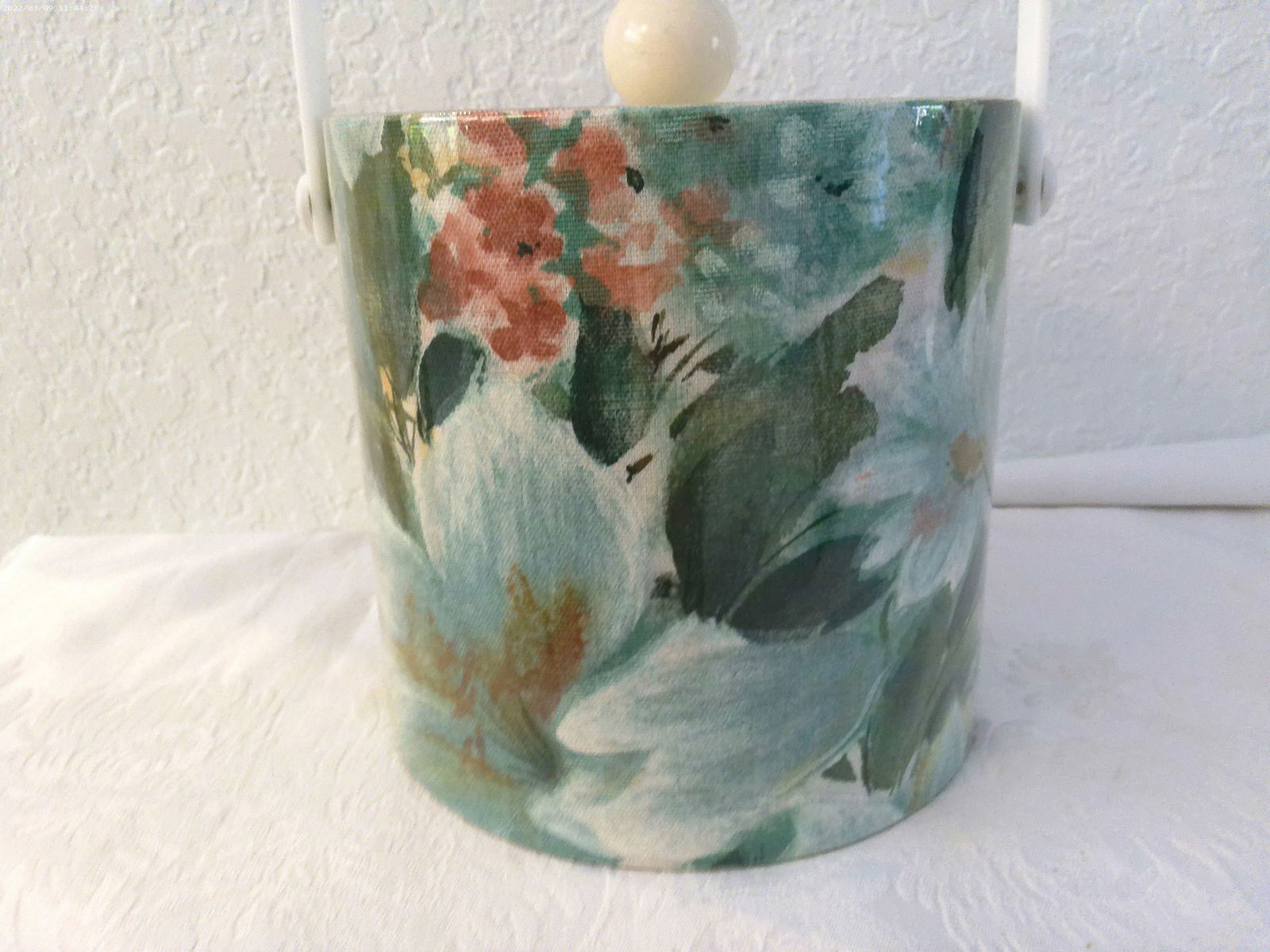 Vintage Kraftware Elegance Green Floral Ice Bucket - 2