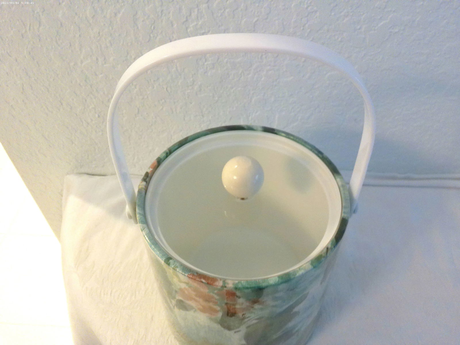 Vintage Kraftware Elegance Green Floral Ice Bucket - 3