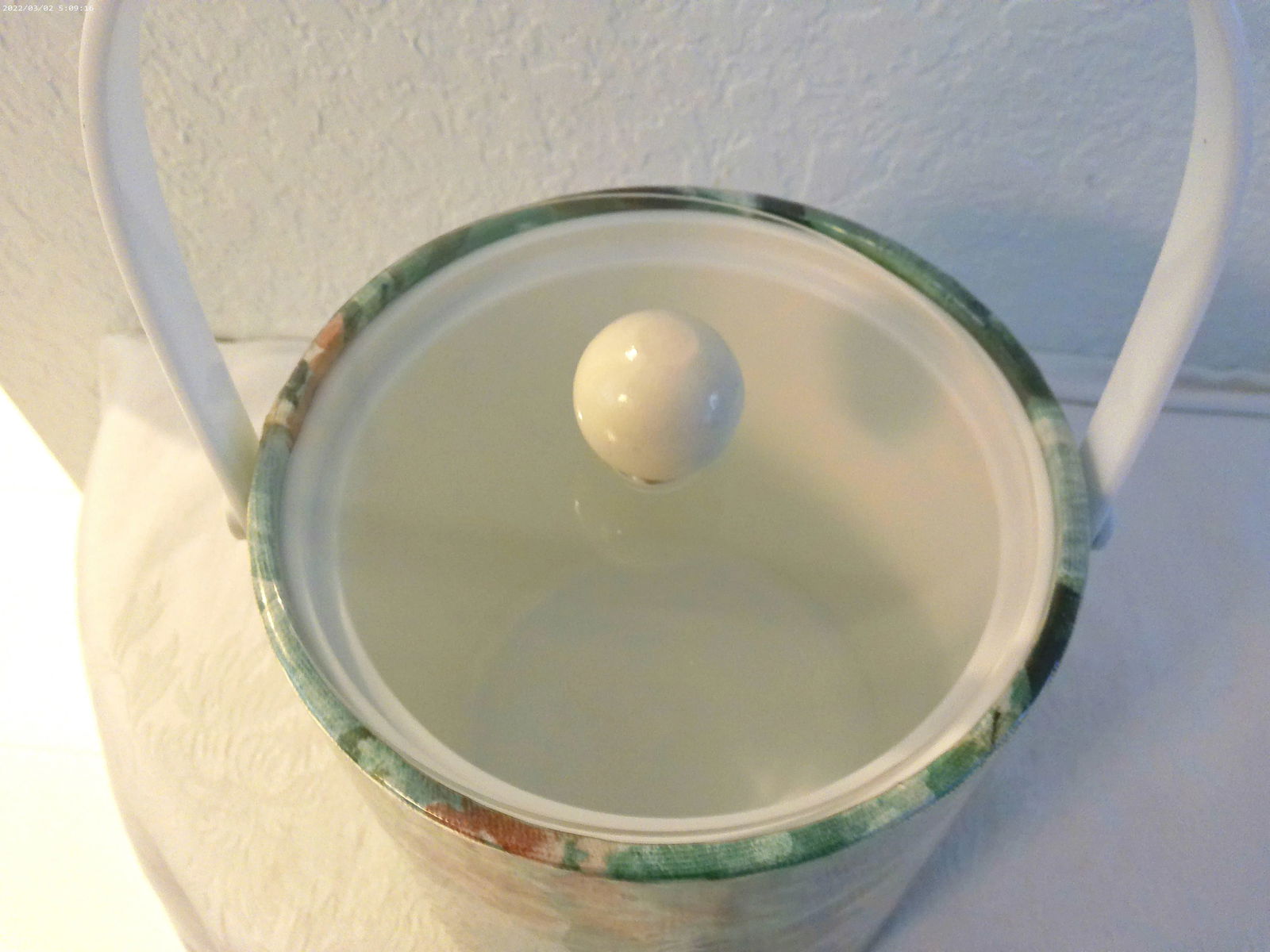 Vintage Kraftware Elegance Green Floral Ice Bucket - 4