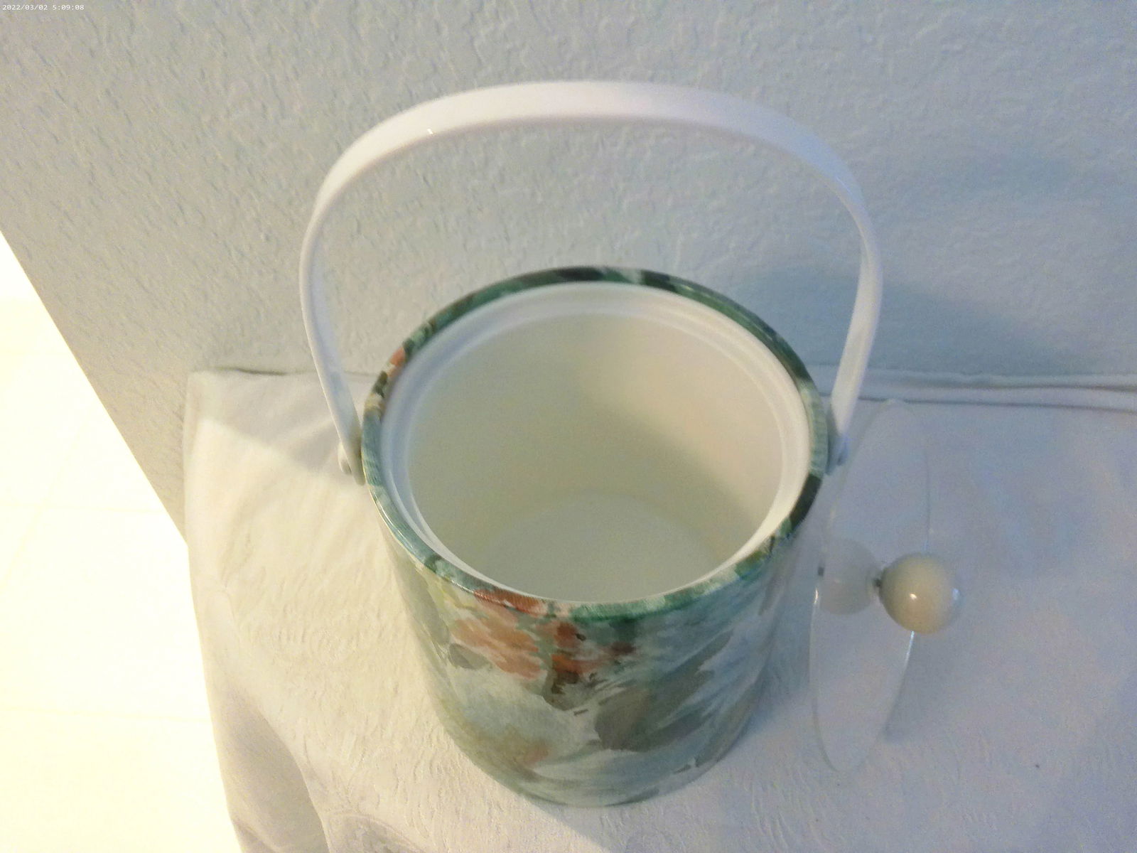 Vintage Kraftware Elegance Green Floral Ice Bucket - 5