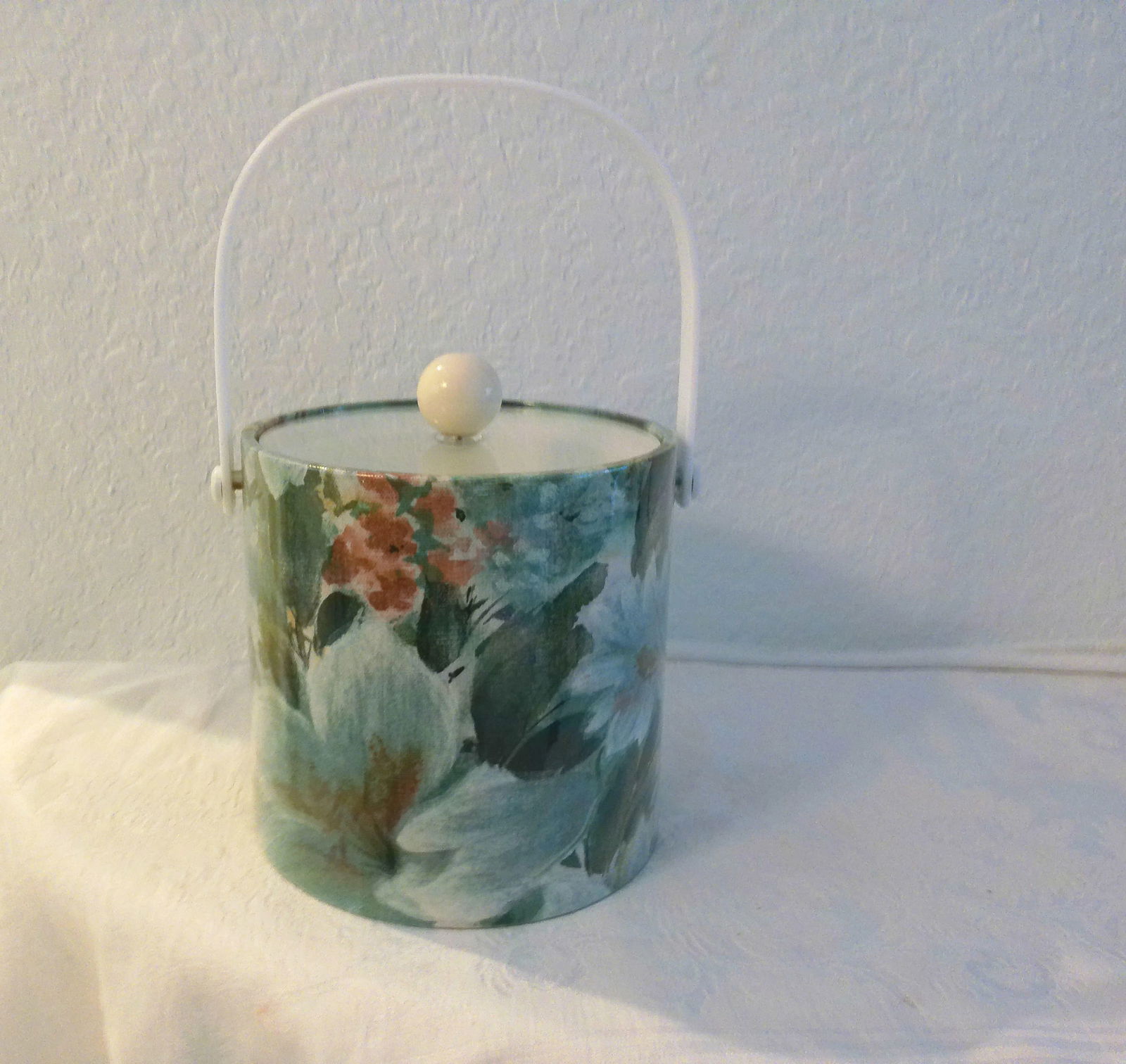 Vintage Kraftware Elegance Green Floral Ice Bucket - 6