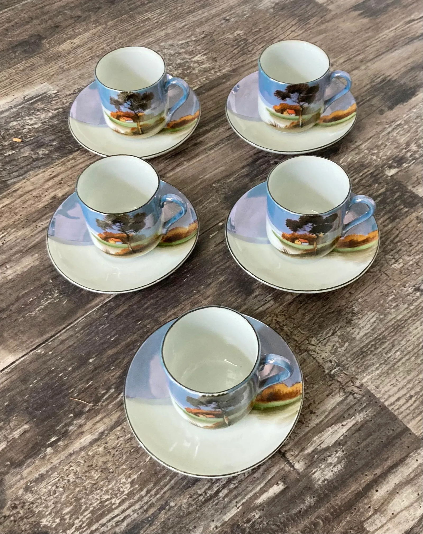 14 Piece Japanese Chikaramachi by Noritake Handpainted Porcelain Demitasse Set - 2