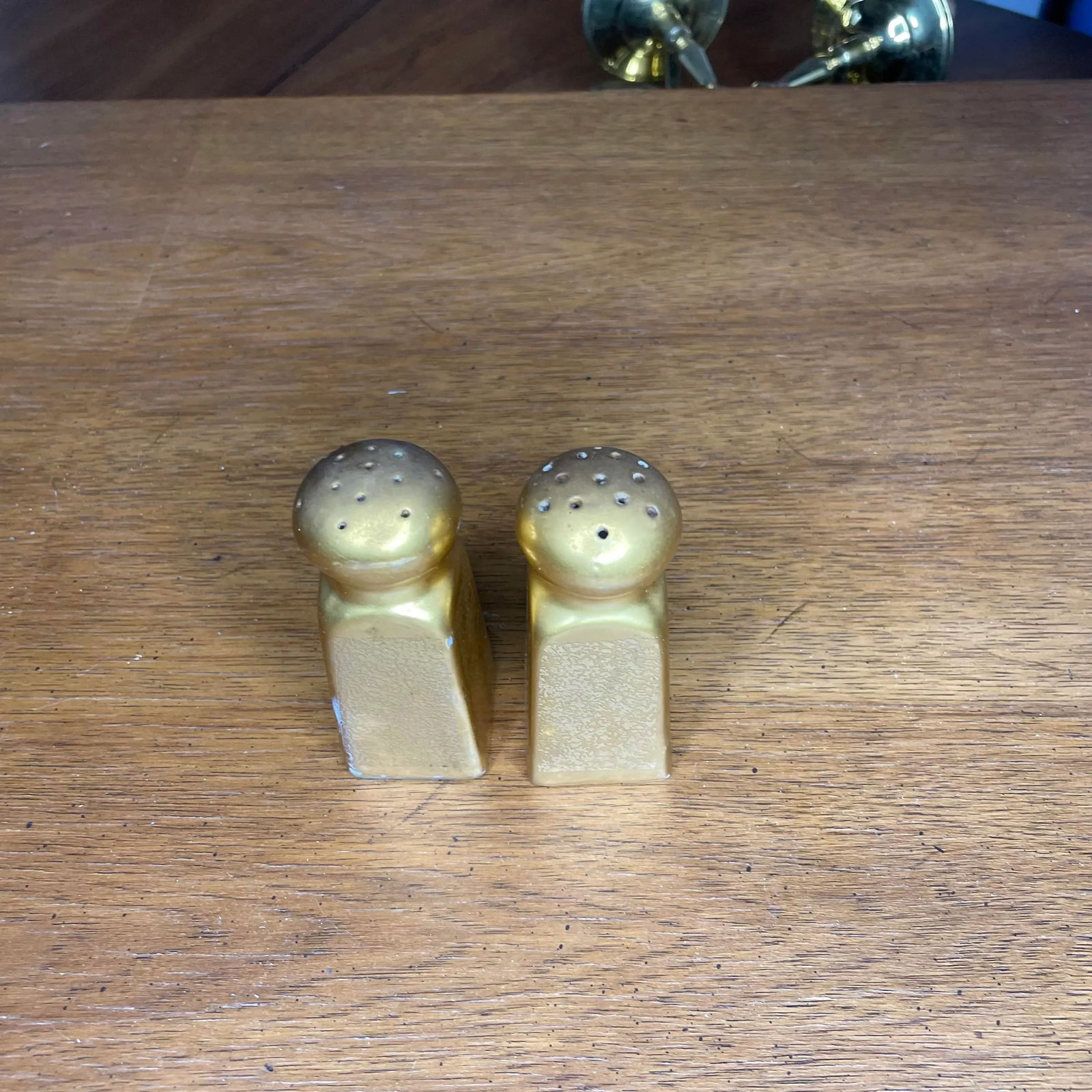 Mid Century Gold Pickard Salt & Pepper Shakers- Set of Two - 4