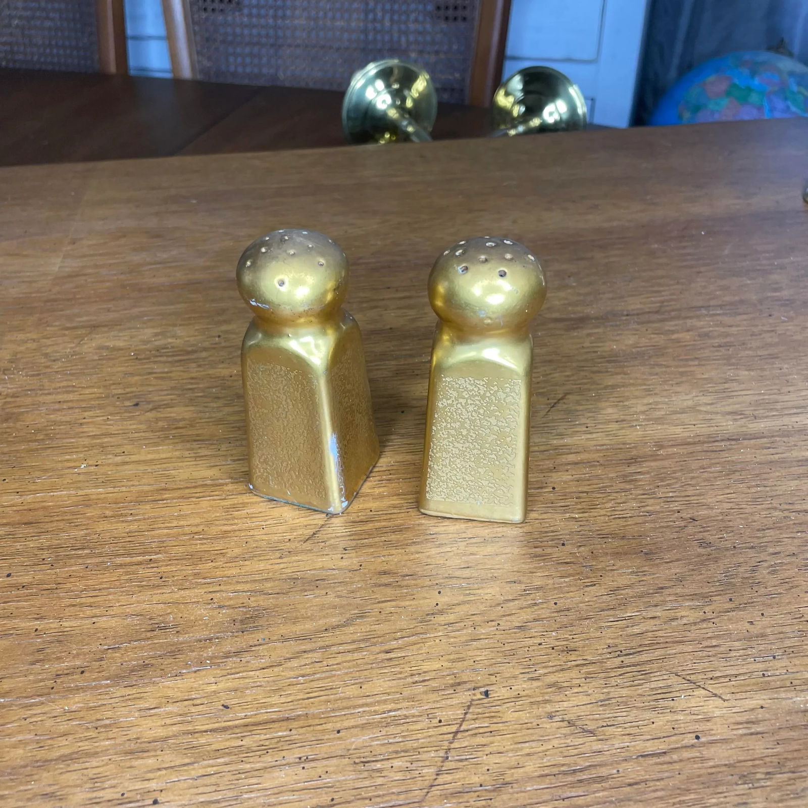 Mid Century Gold Pickard Salt & Pepper Shakers- Set of Two - 5