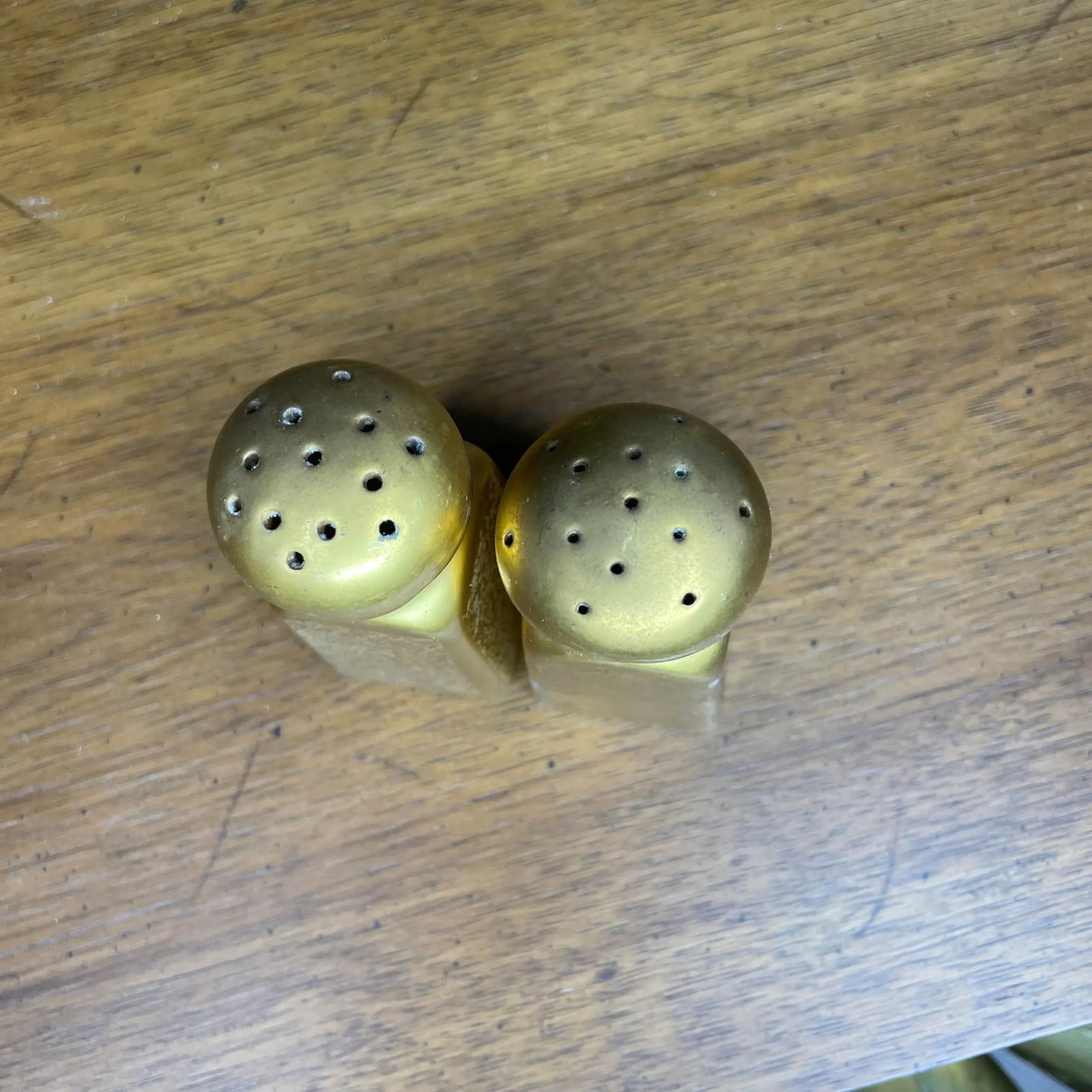 Mid Century Gold Pickard Salt & Pepper Shakers- Set of Two - 8