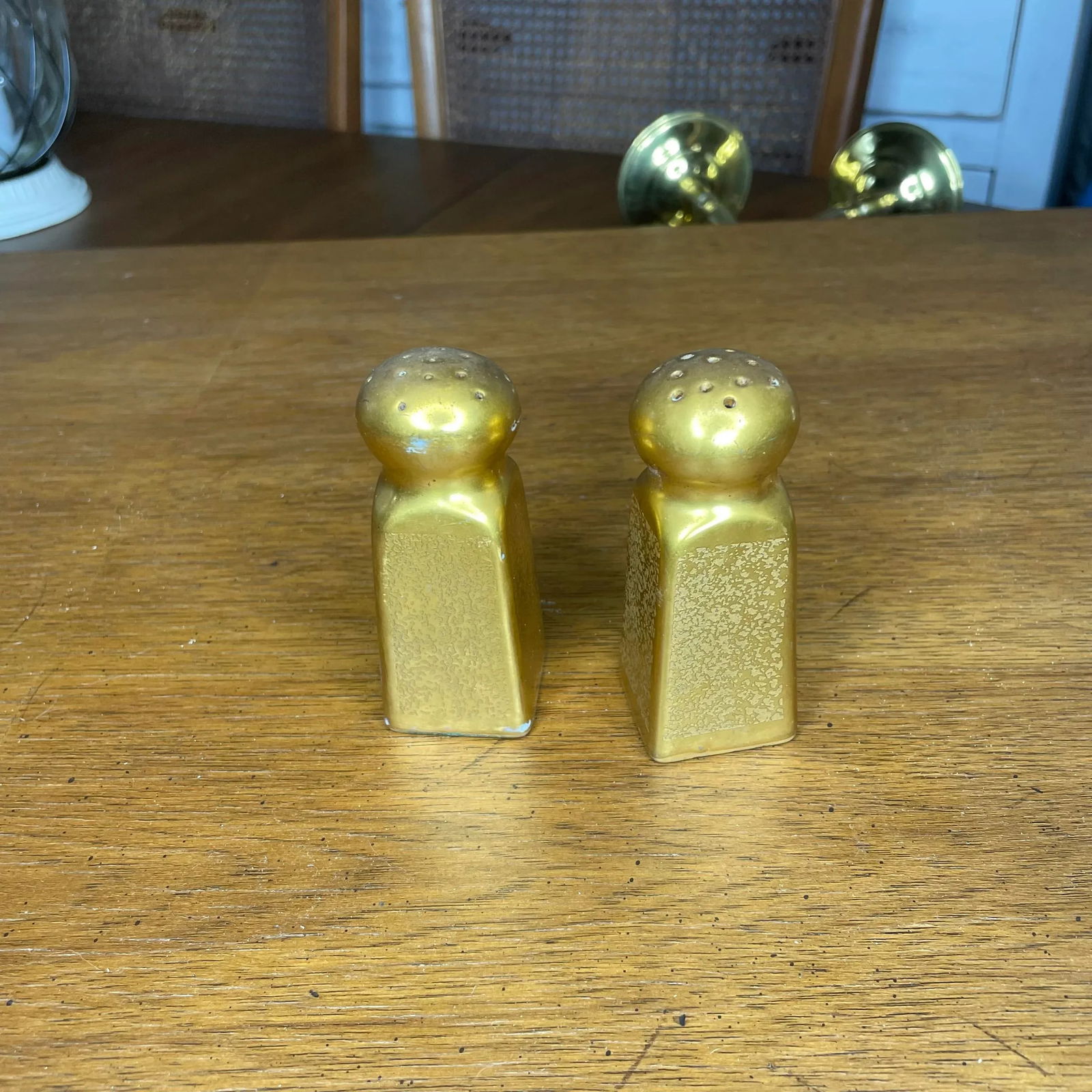 Mid Century Gold Pickard Salt & Pepper Shakers- Set of Two - 9