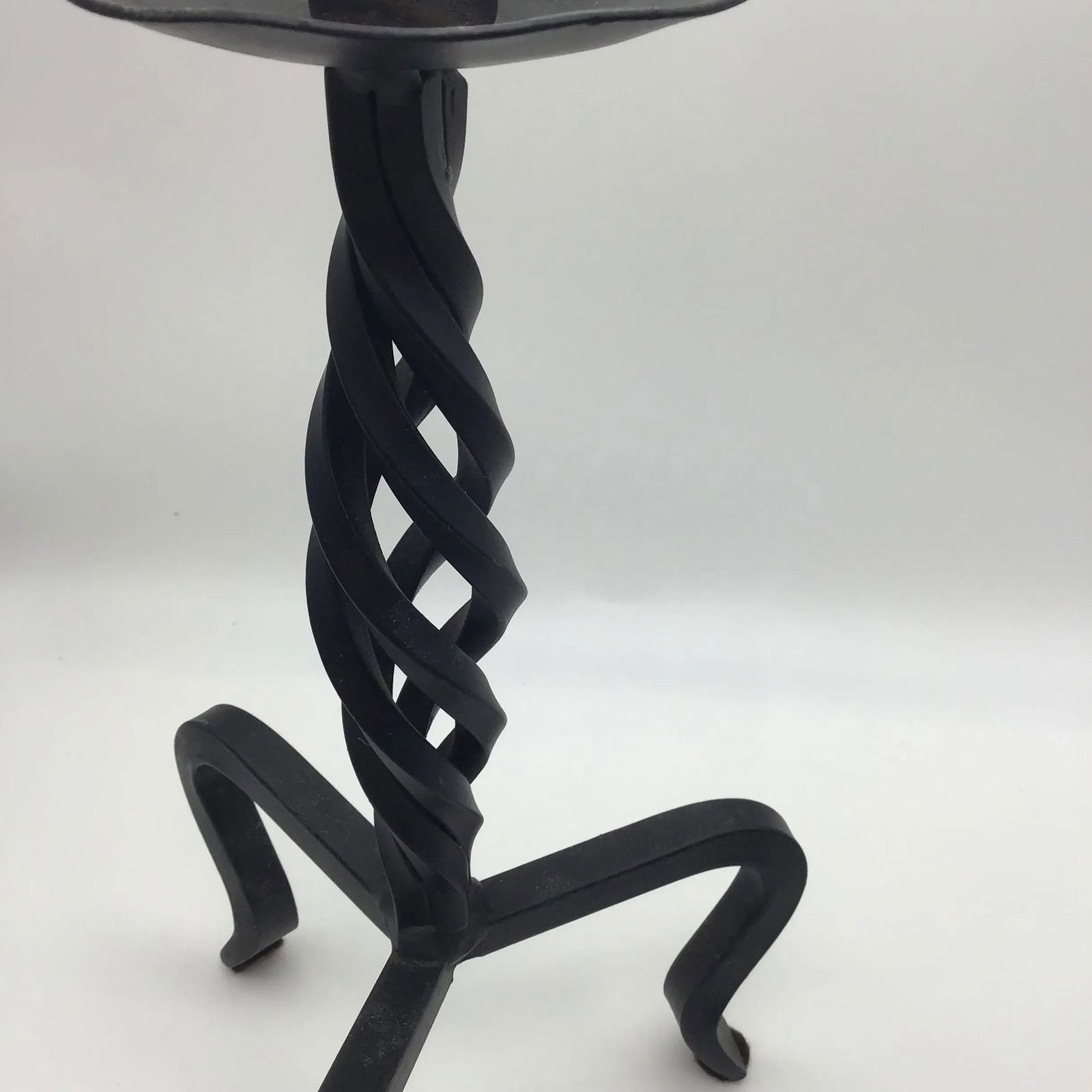 Vintage Brutalist Hand Wrought Twisted Iron Candle Holders Forged Hand Wrought Iron Brutalist Pair o - 2