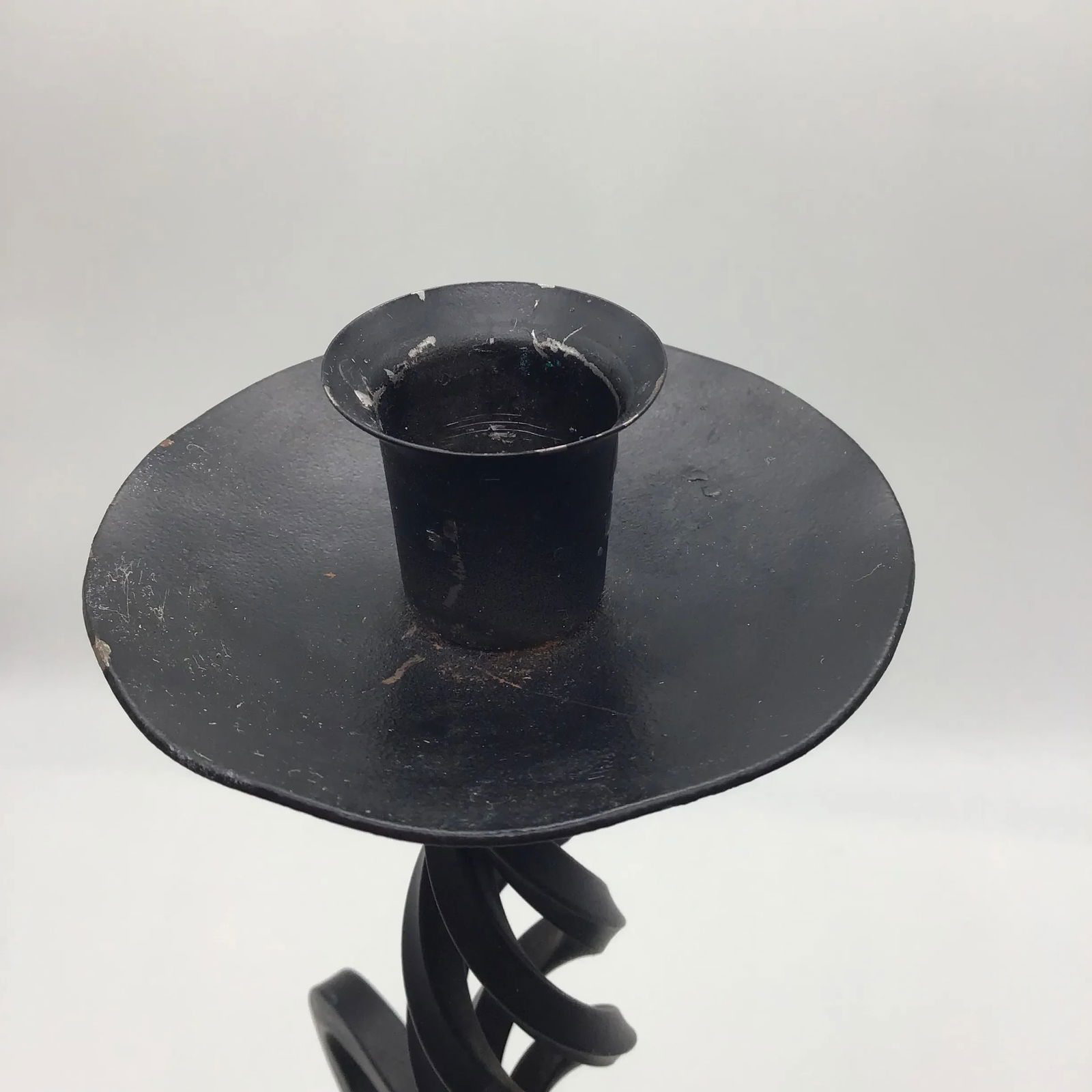 Vintage Brutalist Hand Wrought Twisted Iron Candle Holders Forged Hand Wrought Iron Brutalist Pair o - 3