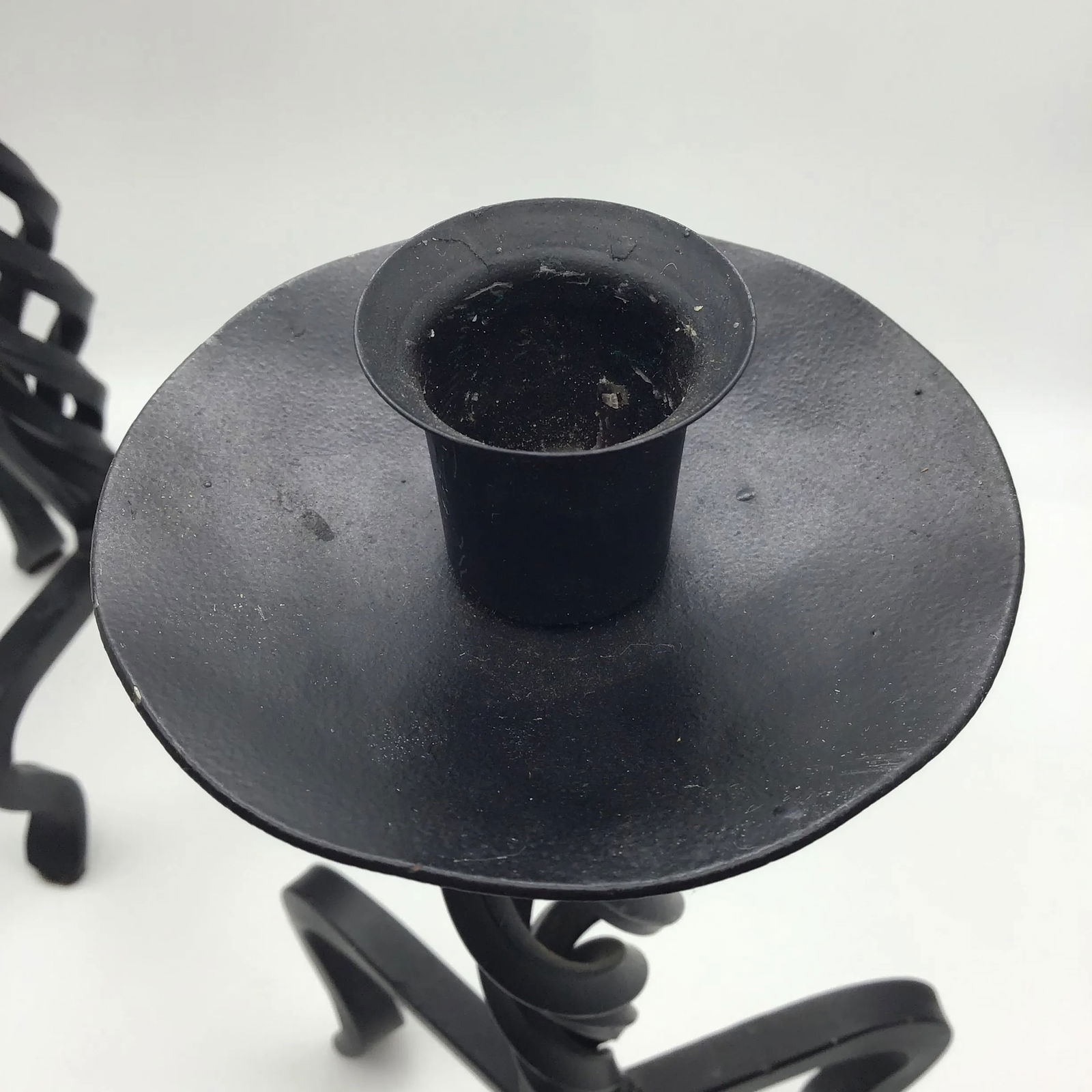 Vintage Brutalist Hand Wrought Twisted Iron Candle Holders Forged Hand Wrought Iron Brutalist Pair o - 4