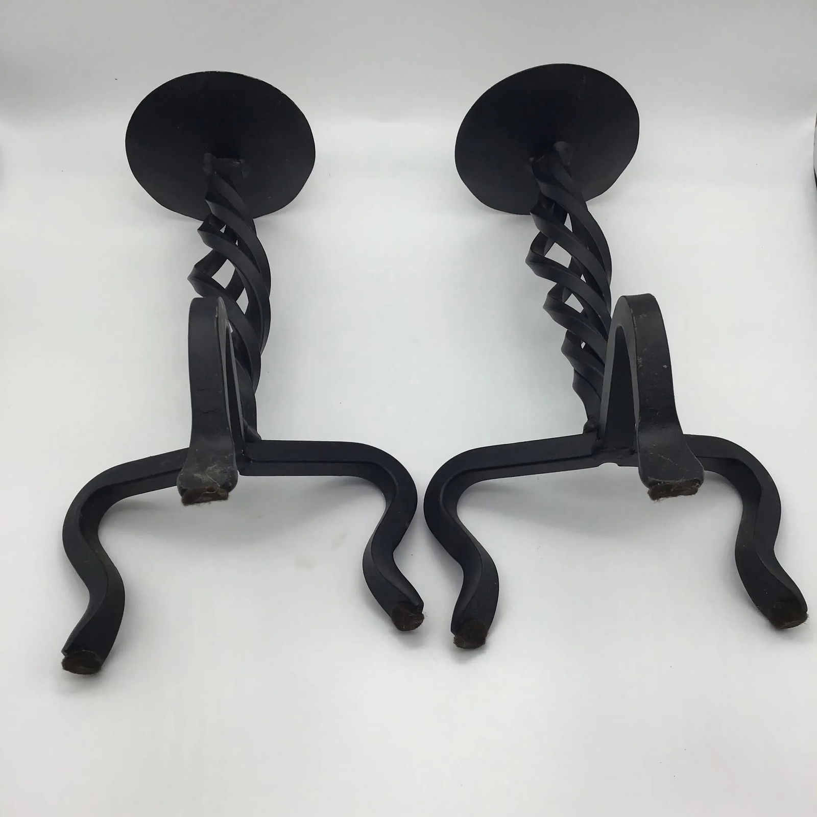 Vintage Brutalist Hand Wrought Twisted Iron Candle Holders Forged Hand Wrought Iron Brutalist Pair o - 7