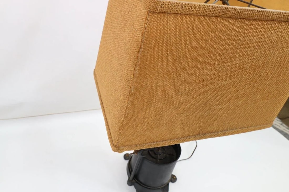 Antique 1910s Griswold No 1 Fruit & Lard Press Cast Iron Table Lamp Light Farmhouse - 11