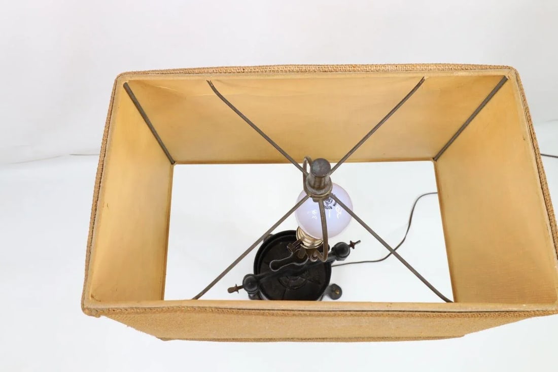 Antique 1910s Griswold No 1 Fruit & Lard Press Cast Iron Table Lamp Light Farmhouse - 8