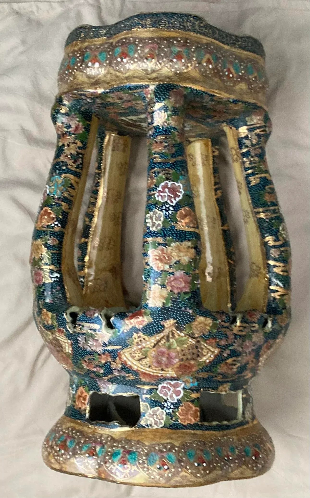 20th Century Japanese Satsuma Hand-Painted Accent Table or Garden Seat - 6