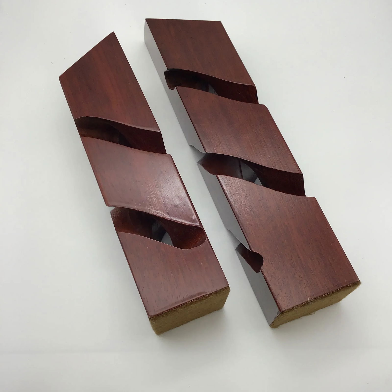 Candle Holders Mid Century Modern Vintage Wood Hand Carved Abstract Design MCM 1950s Mahogany Contem - 4