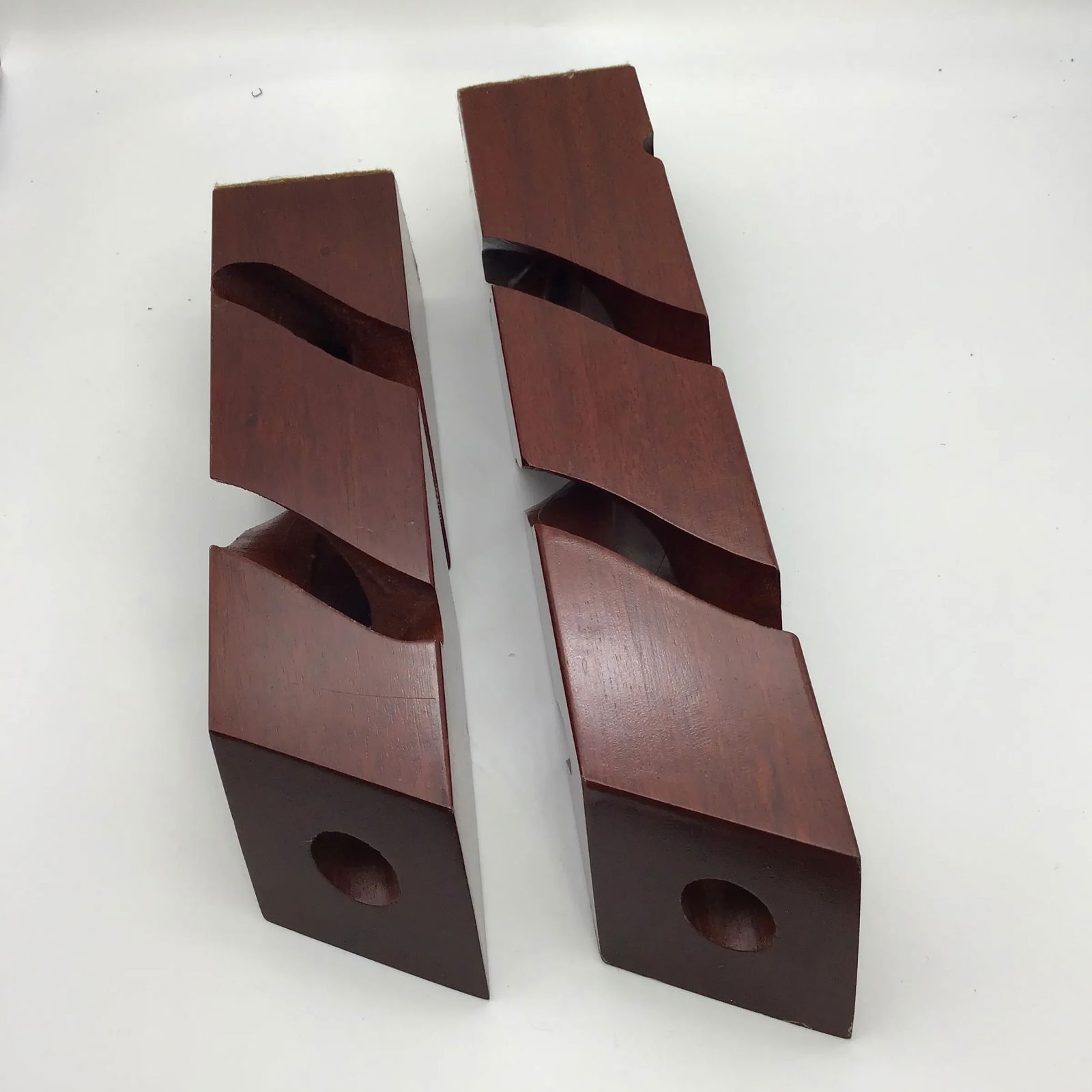 Candle Holders Mid Century Modern Vintage Wood Hand Carved Abstract Design MCM 1950s Mahogany Contem - 6