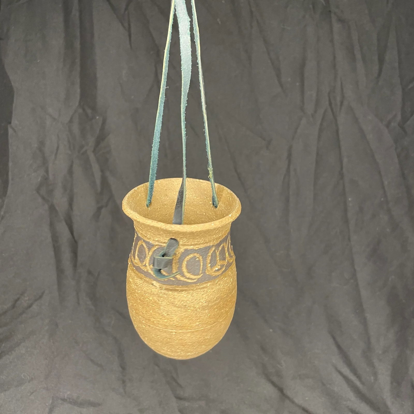 Mid Century Hand Thrown Ceramic Hanging Planter - 10