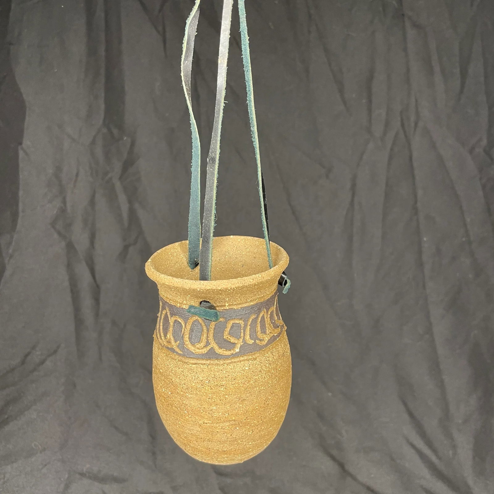 Mid Century Hand Thrown Ceramic Hanging Planter - 3