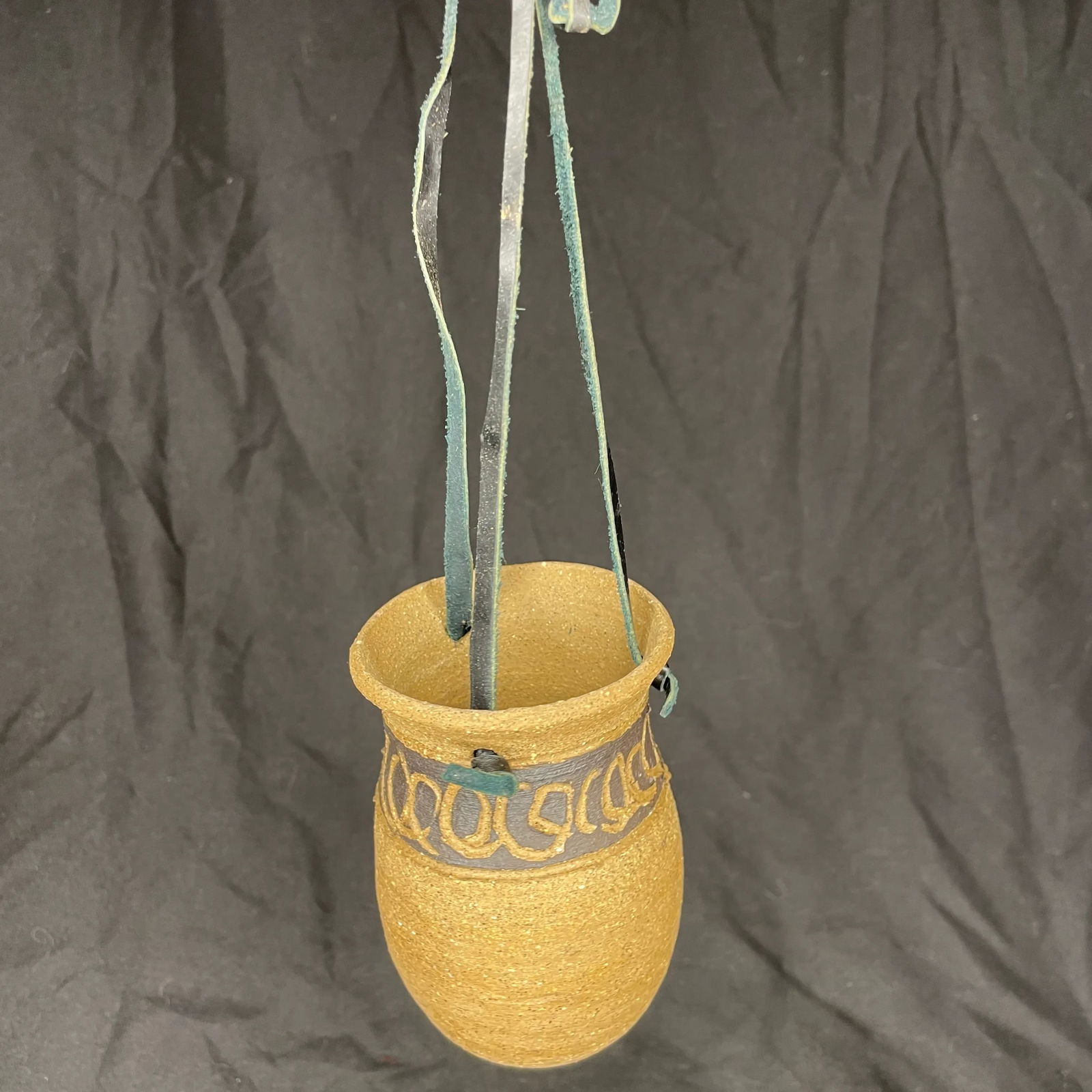 Mid Century Hand Thrown Ceramic Hanging Planter - 4