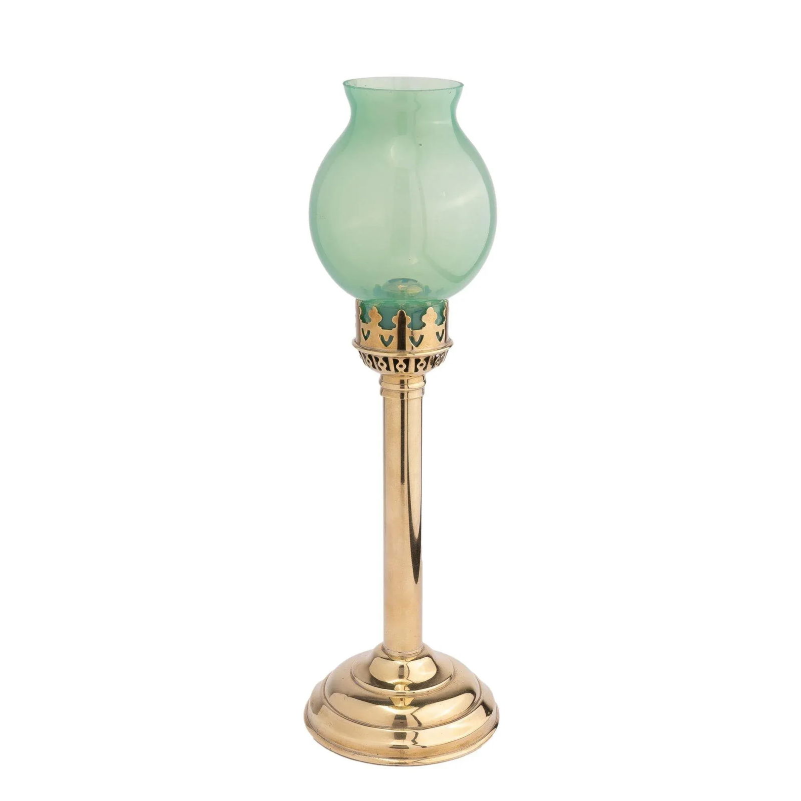 French Stamped Brass & Glass Spring Hurricane Lamp, 1875-1900 - 2