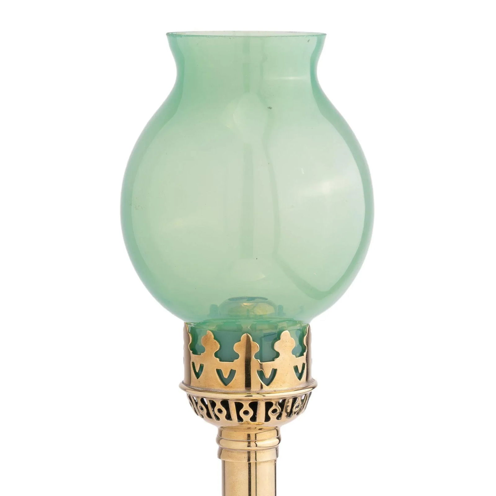 French Stamped Brass & Glass Spring Hurricane Lamp, 1875-1900 - 3