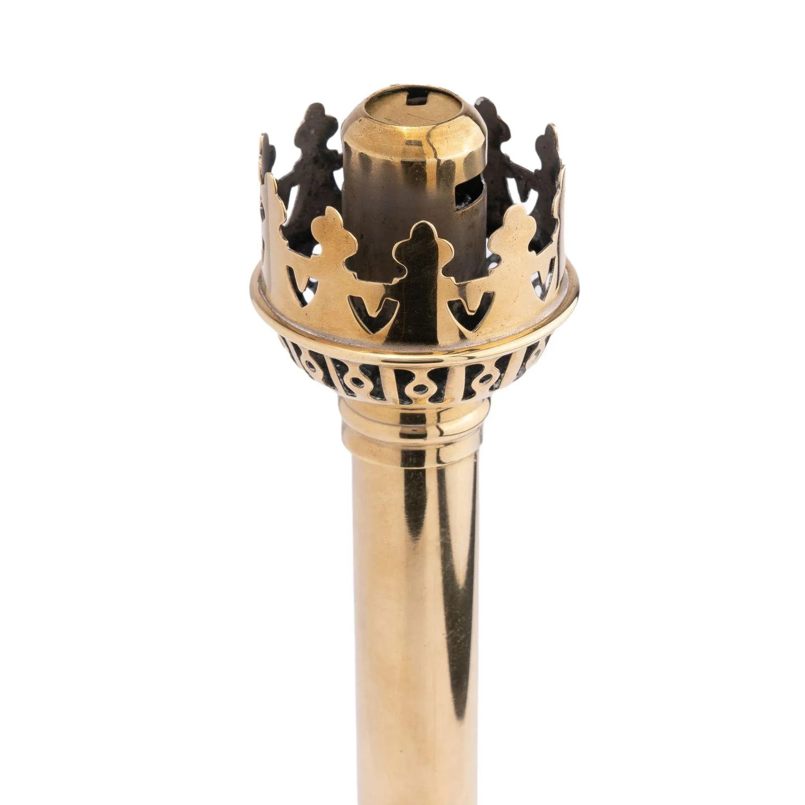 French Stamped Brass & Glass Spring Hurricane Lamp, 1875-1900 - 4