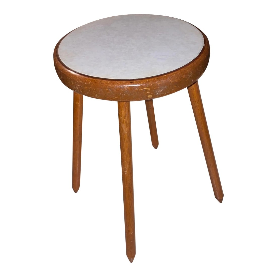 1970s Pencil Legged Plant Stand With Formica Top: 1970s Pencil Legged Plant Stand With Formica Top. The item is in great condition. Wooden legs and Formica top. Condition: Alterations: Original Condition Unaltered Imperfections: Some Imperfections