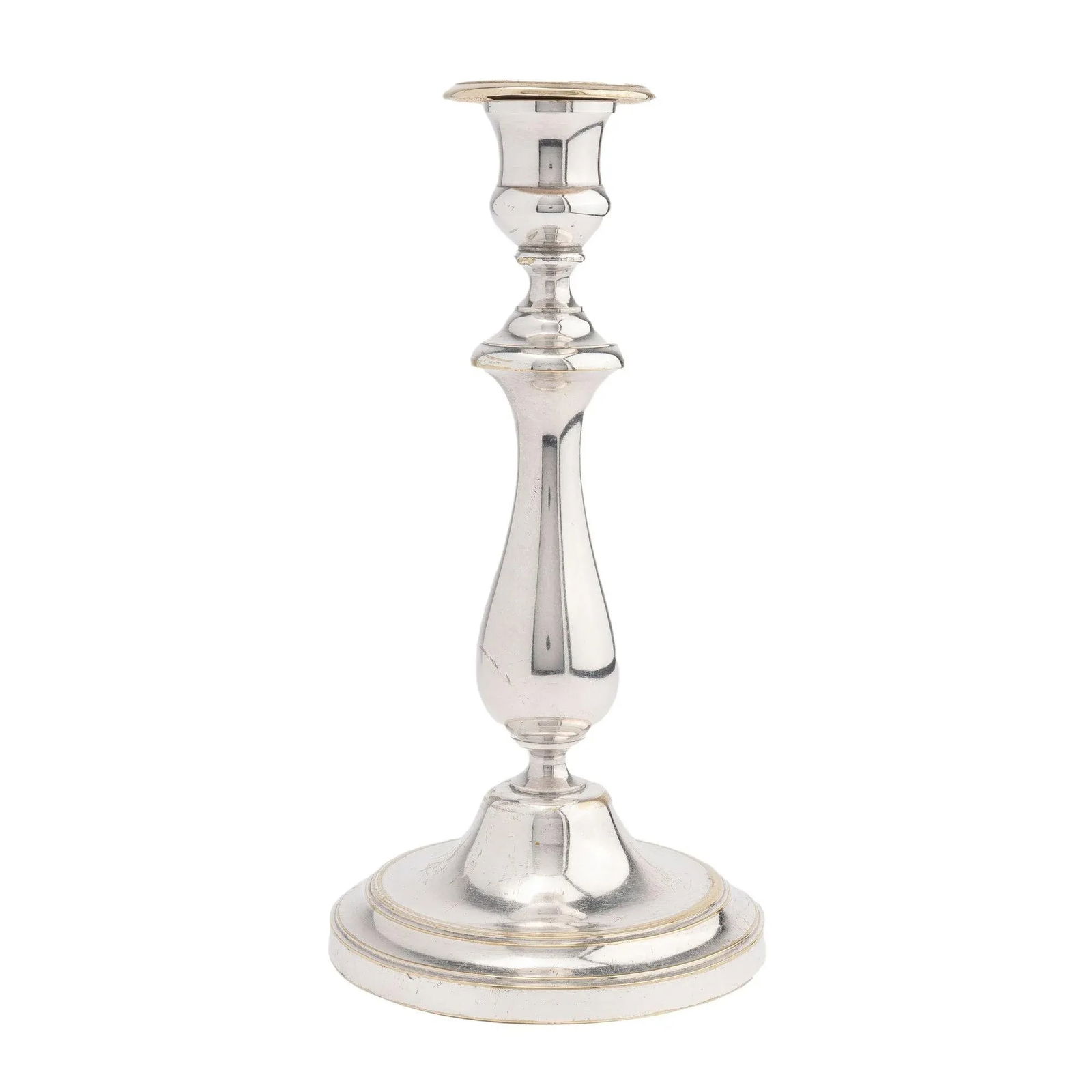 Charles X Silvered Brass Baluster Form Candlestick by Christofle, 1830 - 2
