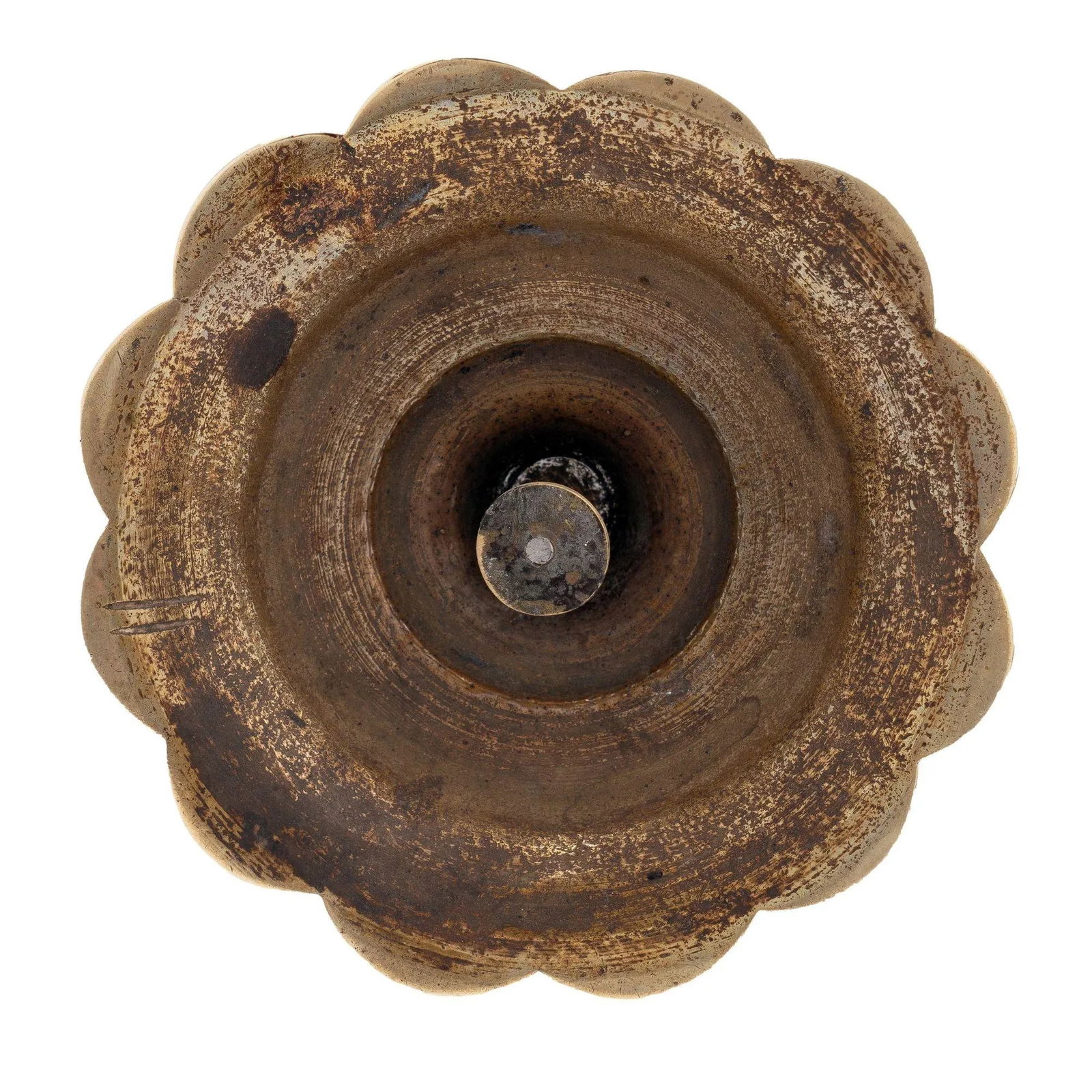 English Georgian Cast Brass Queen Anne Knob Shaft Candlestick, C. 1760 - 7