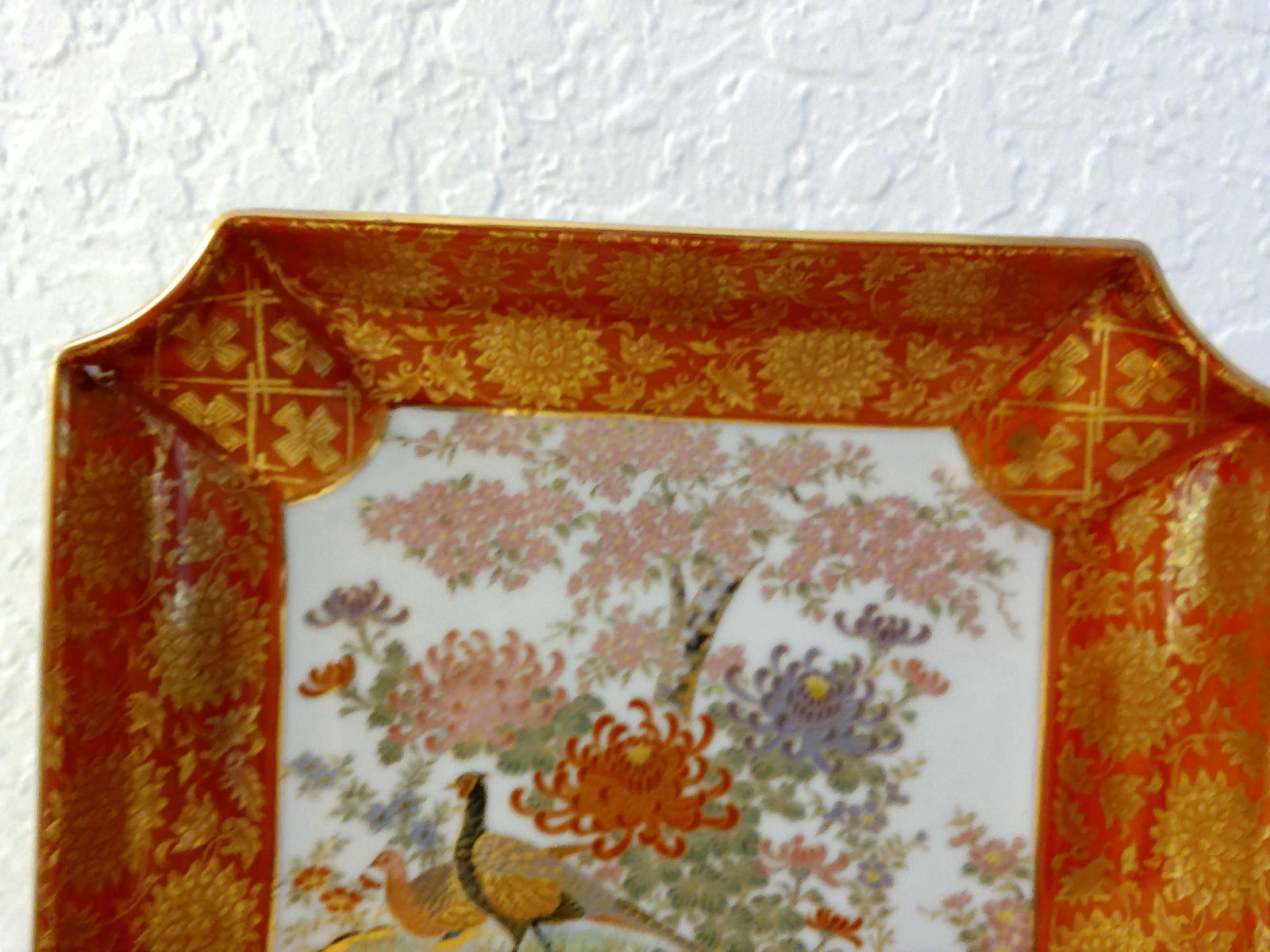 Vintage Asian Ceramic Botanical Square Bowl - 3