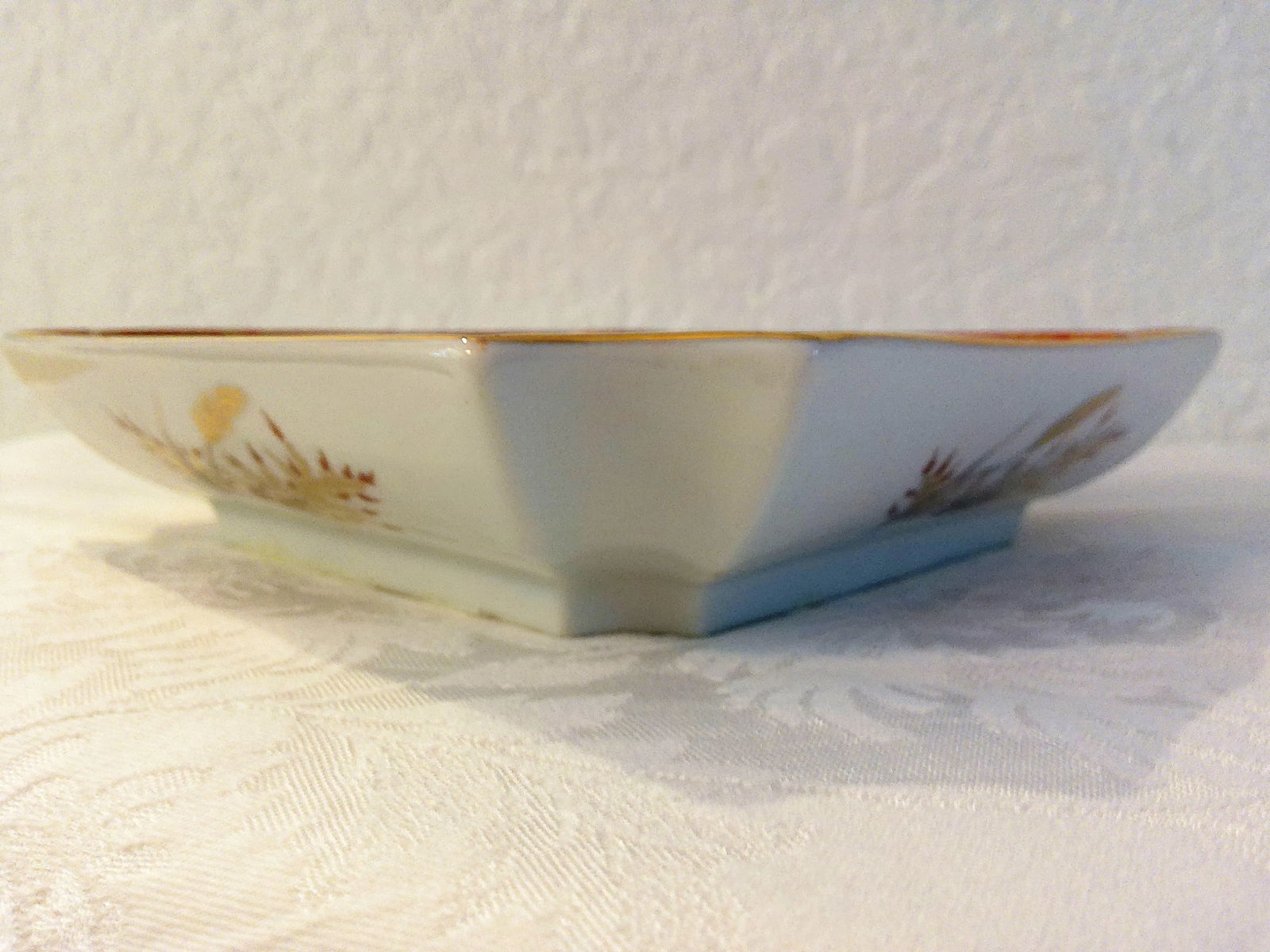 Vintage Asian Ceramic Botanical Square Bowl - 6