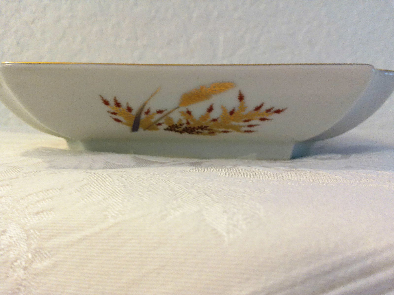 Vintage Asian Ceramic Botanical Square Bowl - 7