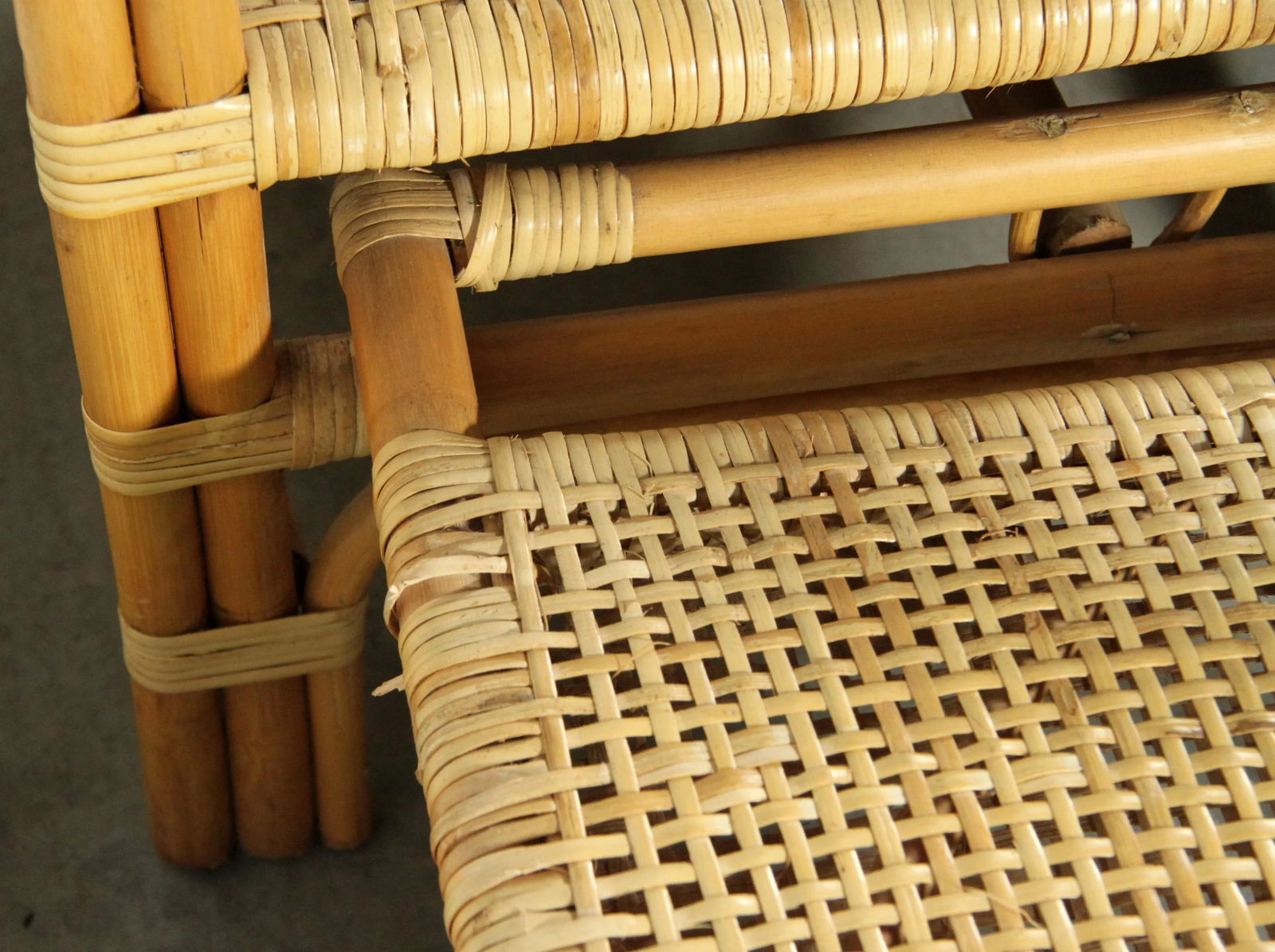 Vintage Bamboo Rattan Adjustable Lounge Chair / Recliner - 9