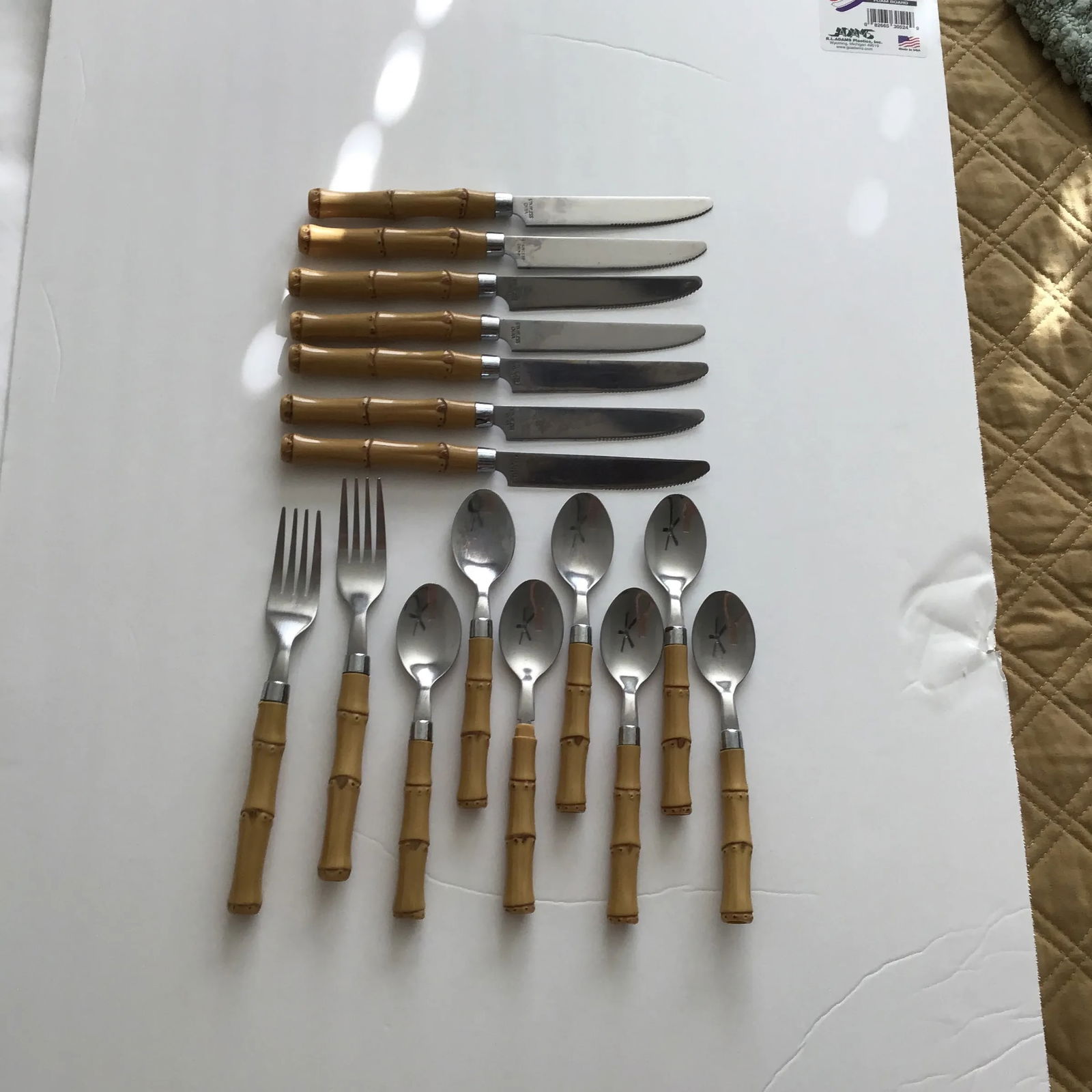 Bamboo Vintage Tableware Bamboo Handle Stainless Flatware Set of 16 Pieces - 3