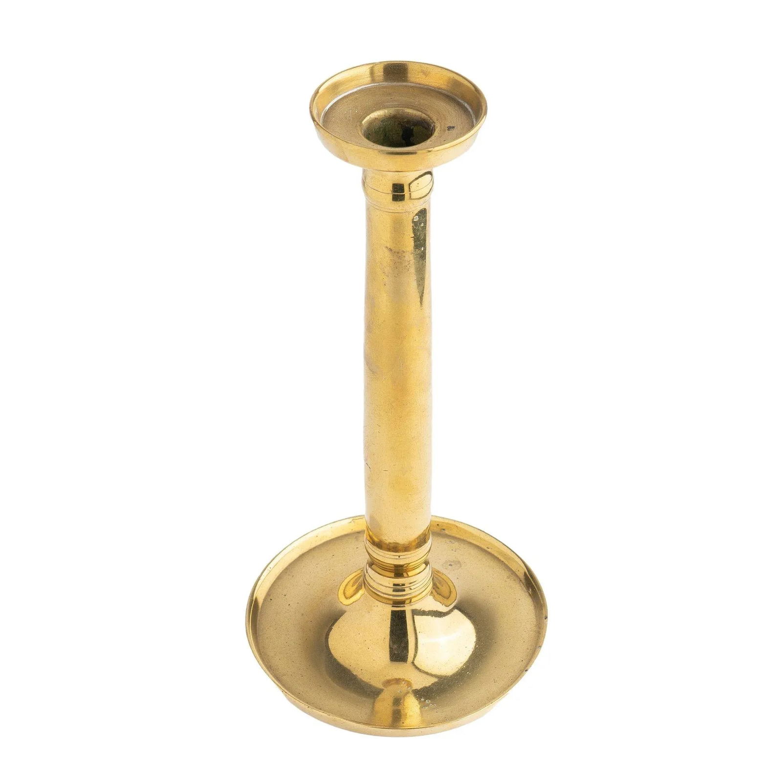 Continental Seam Cast Brass Columnar Candlestick, 1815-30 - 2