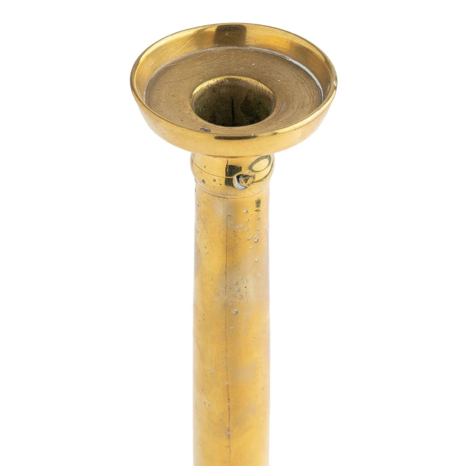 Continental Seam Cast Brass Columnar Candlestick, 1815-30 - 3