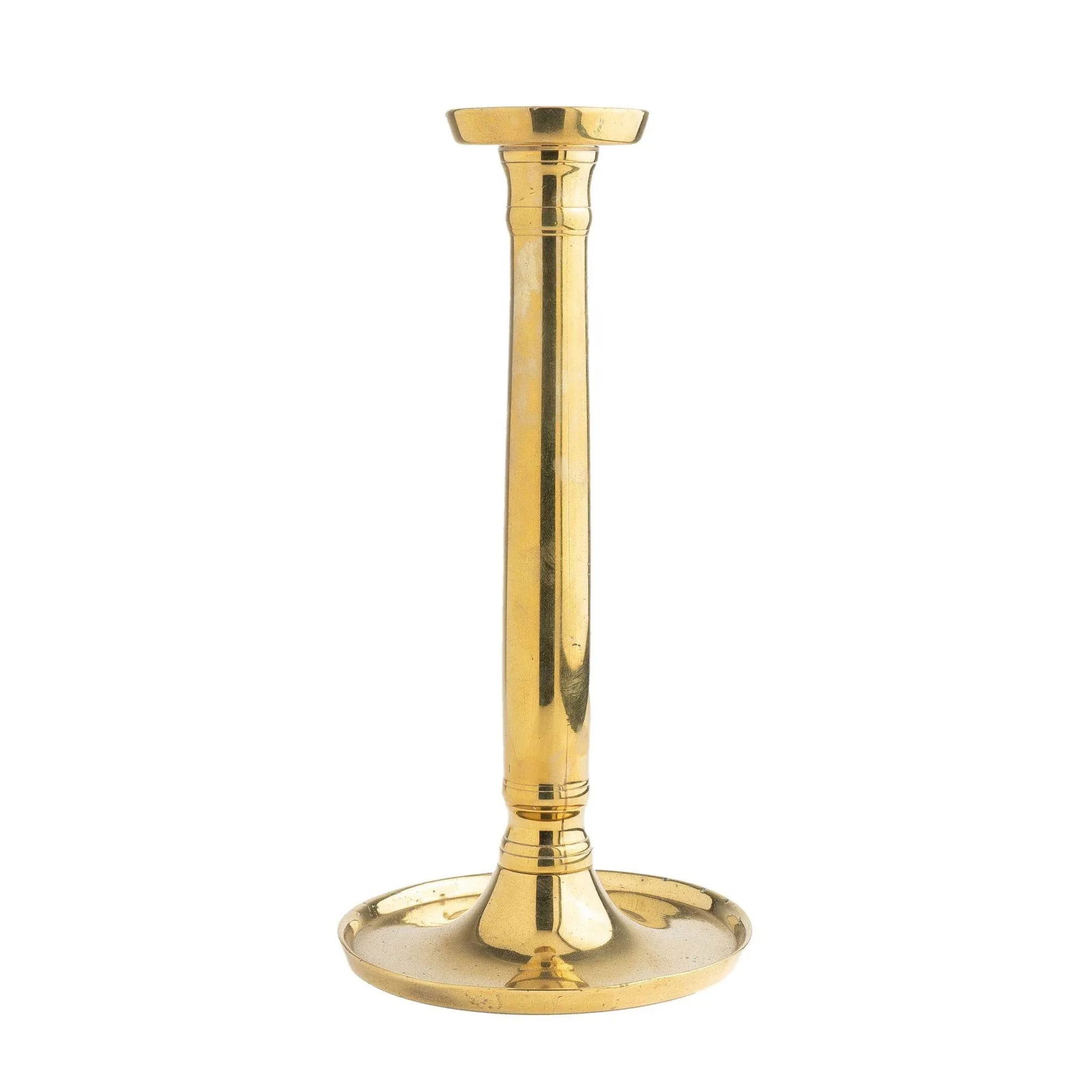 Continental Seam Cast Brass Columnar Candlestick, 1815-30 - 8