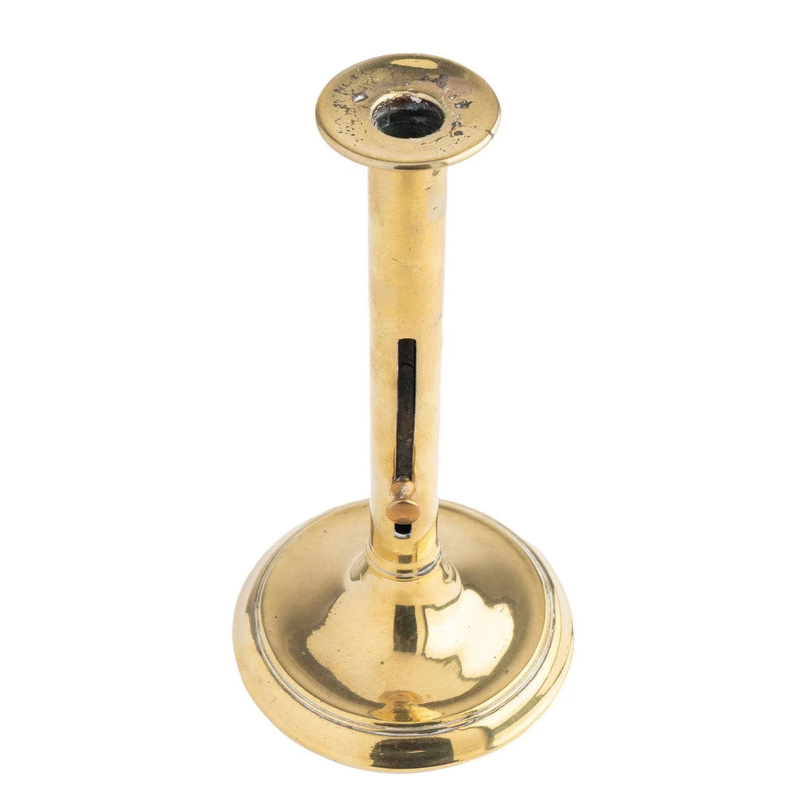 English Cannon Barrel Cast Brass Ejector Slide Candlestick, 1800-15 - 3