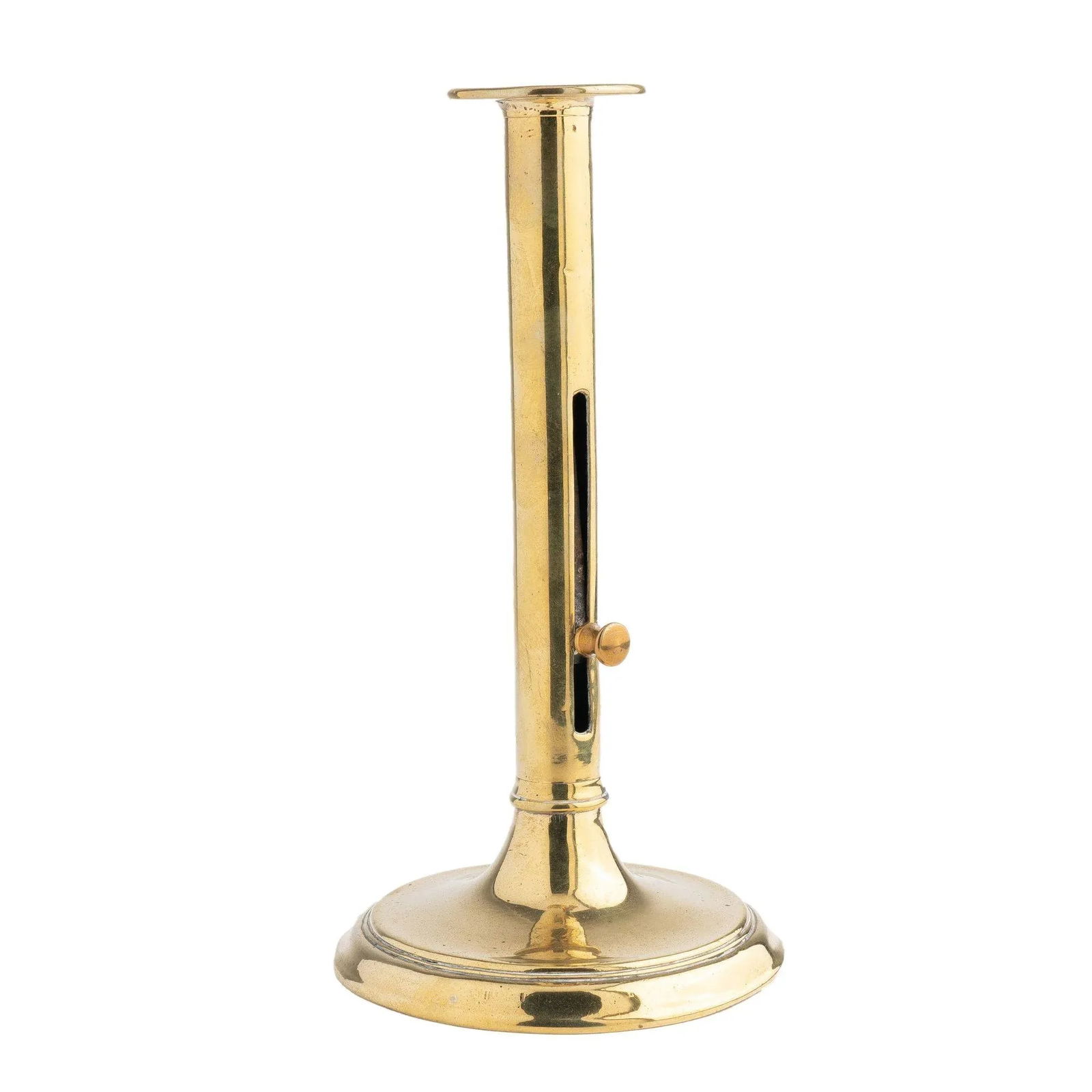 English Cannon Barrel Cast Brass Ejector Slide Candlestick, 1800-15 - 8