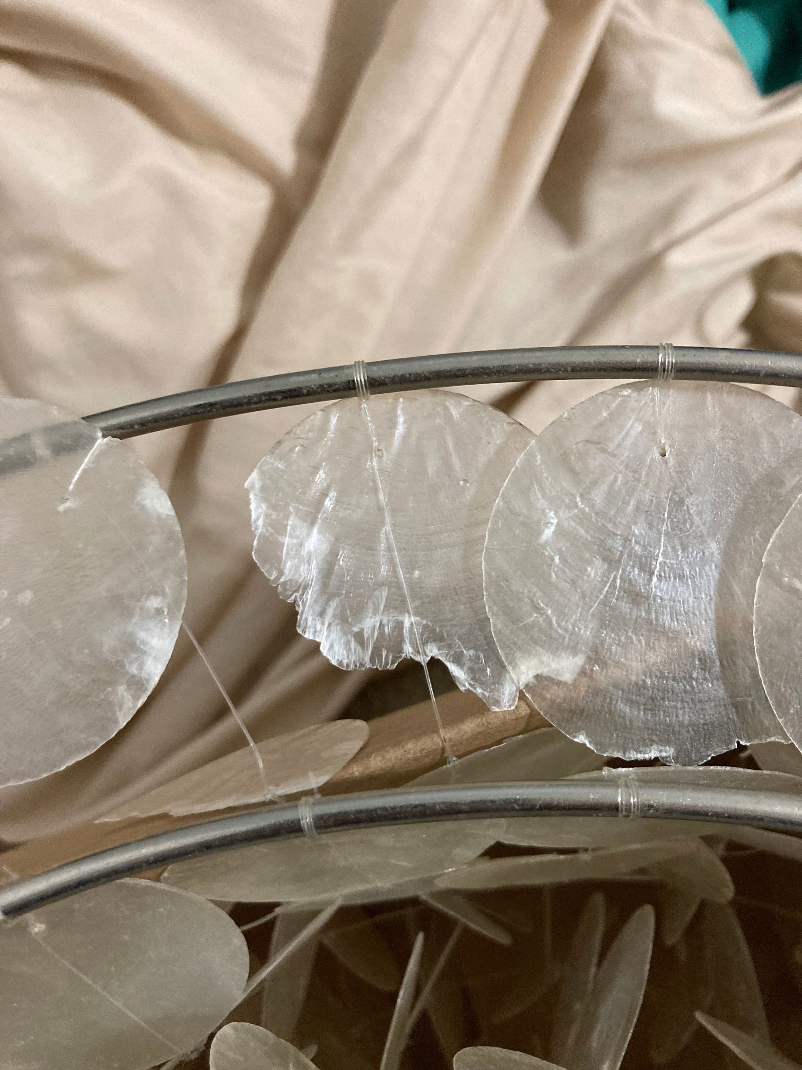 1970s Capiz Shell- Windowpane Oyster- 6 Tier Chandelier - 5