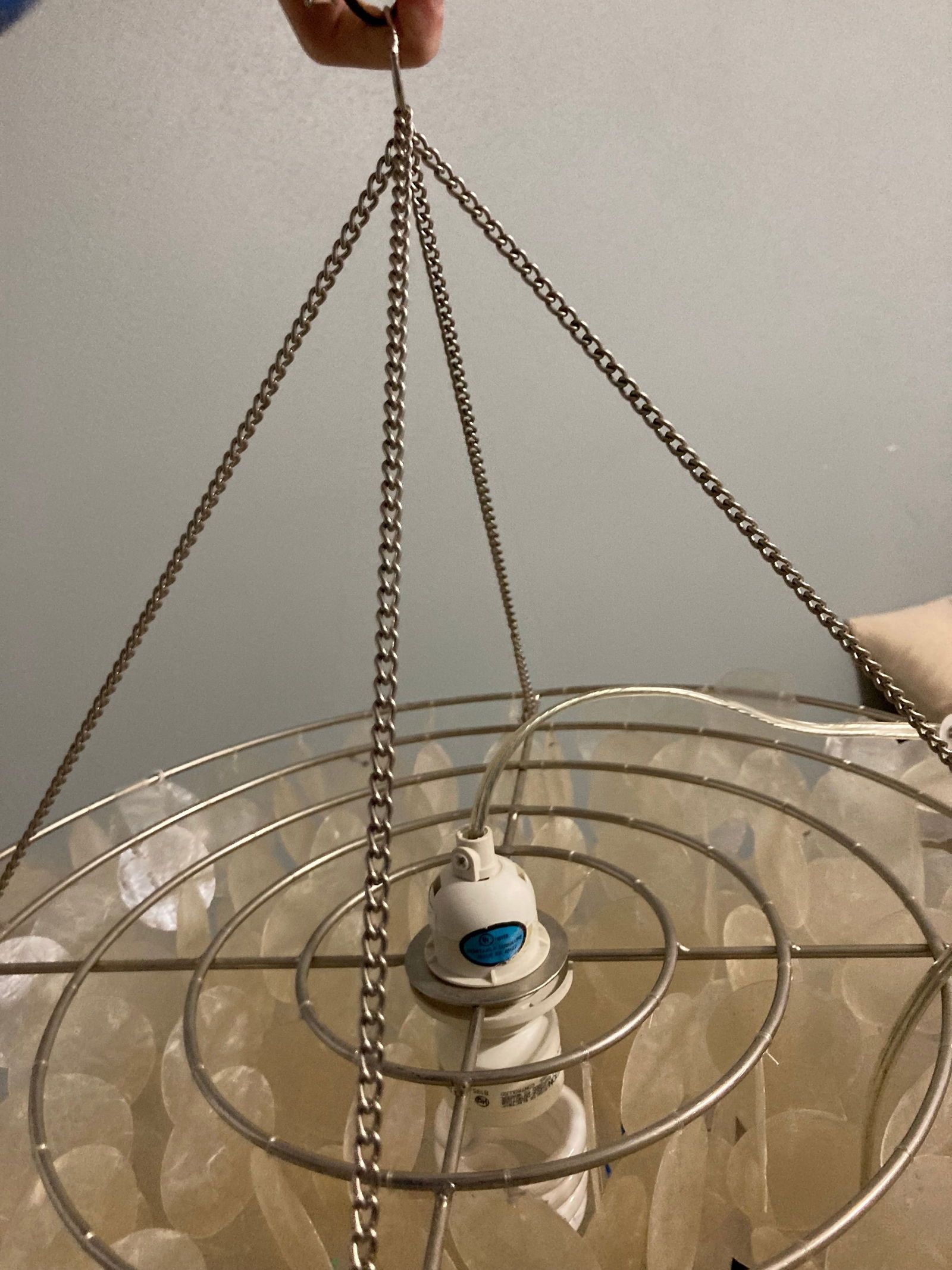 1970s Capiz Shell- Windowpane Oyster- 6 Tier Chandelier - 7