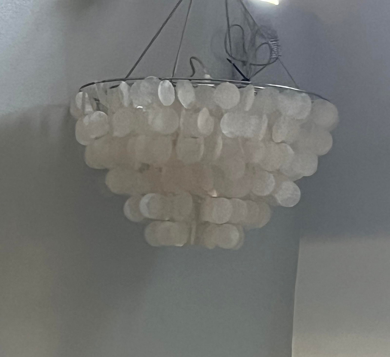 1970s Capiz Shell- Windowpane Oyster- 6 Tier Chandelier - 8