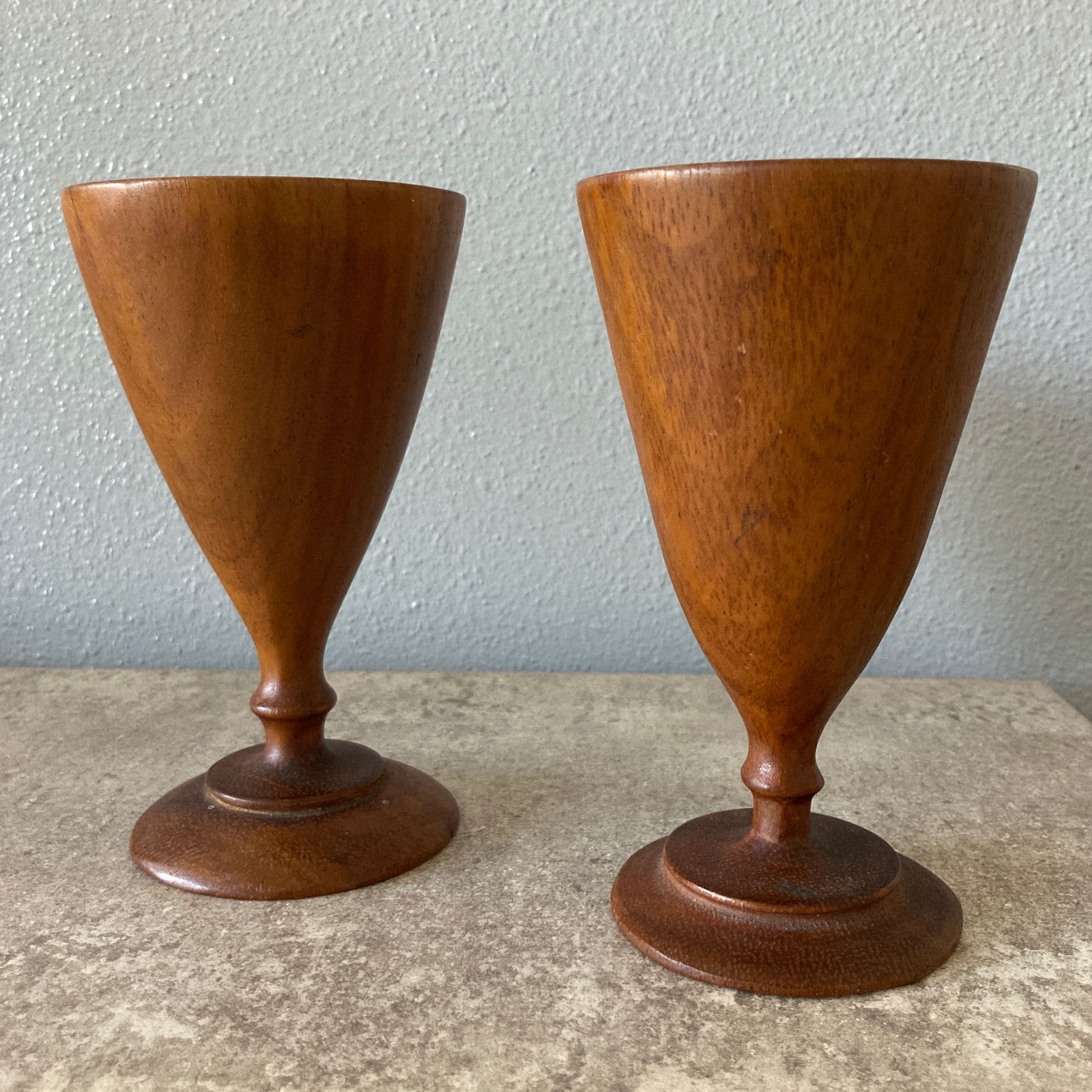 1950s Georges Briard Numbered Handturned Teak Goblets Made in Haiti- a Pair - 5