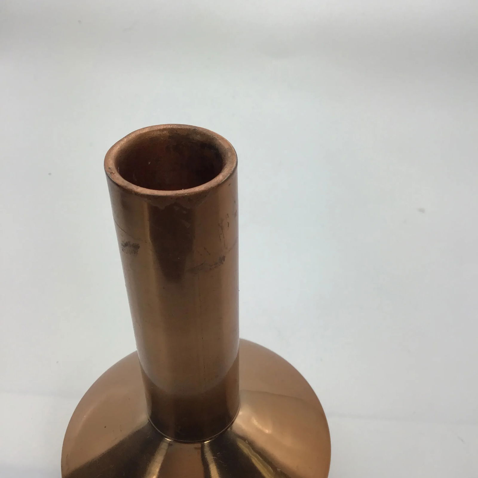 Copper Danish Denmark Nordic Modern MCM Copper Vintage Set of 2 Danish Modern Candle Holders Weighte - 3