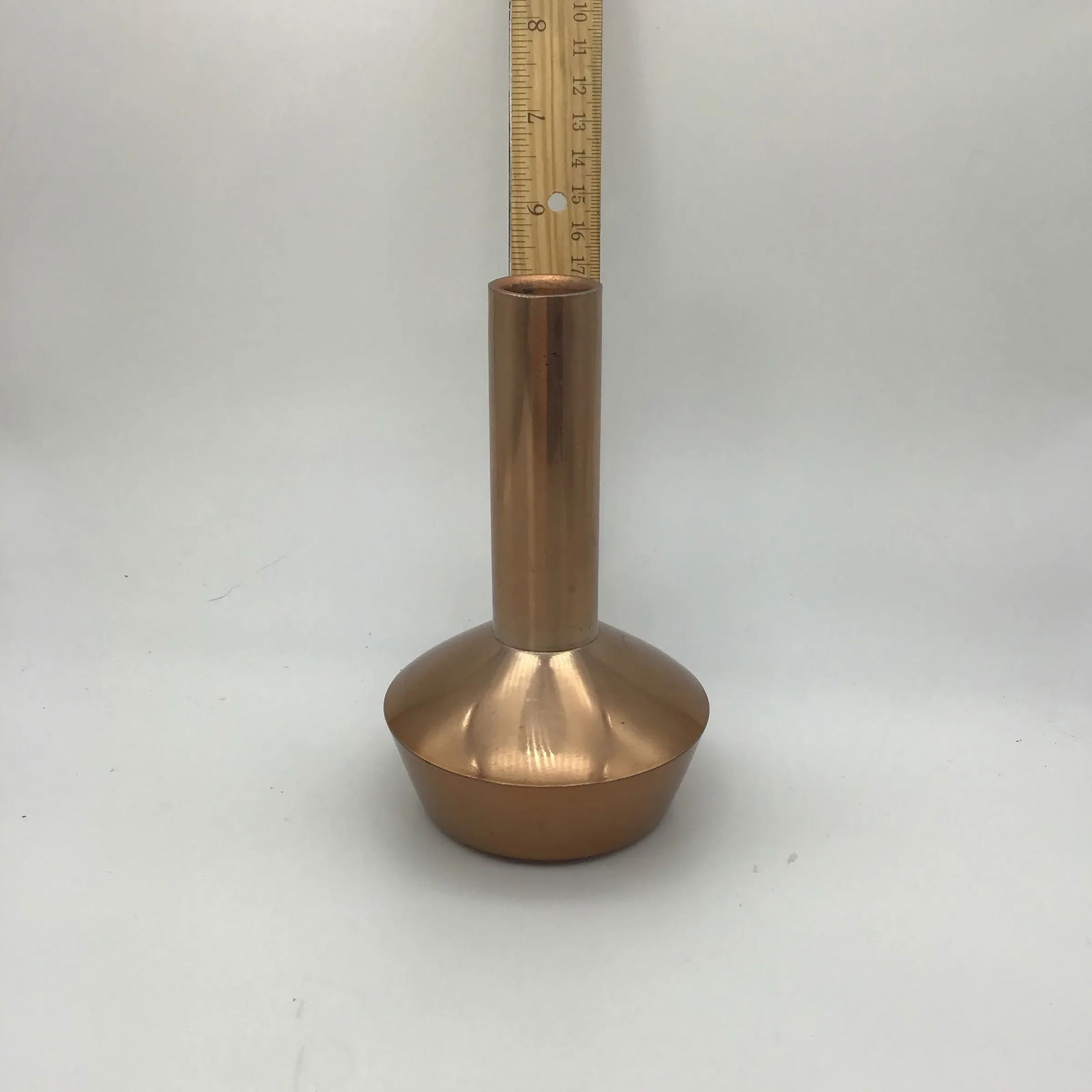 Copper Danish Denmark Nordic Modern MCM Copper Vintage Set of 2 Danish Modern Candle Holders Weighte - 7